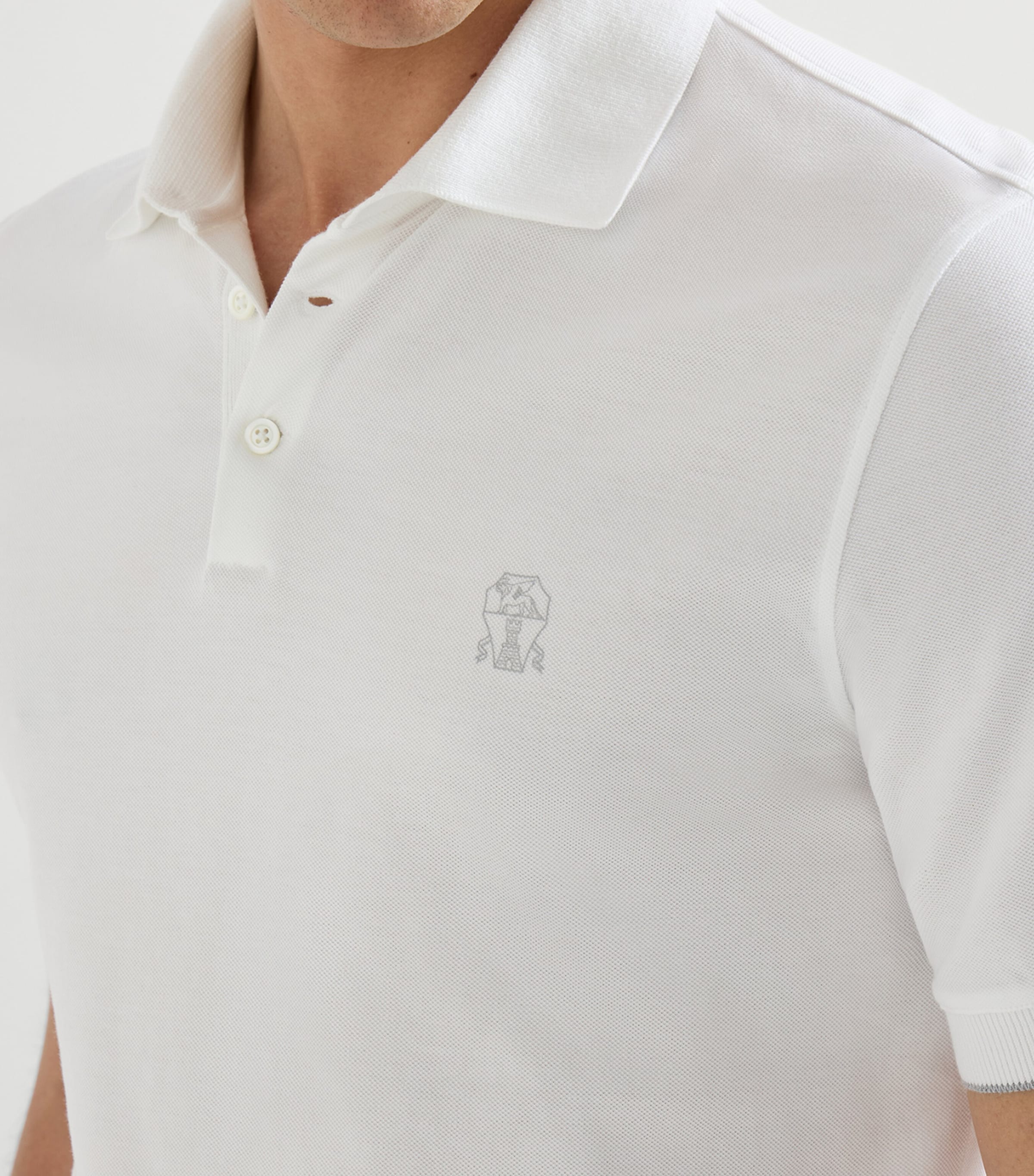 Brunello Cucinelli White Cotton Logo Polo Shirt | Harrods US