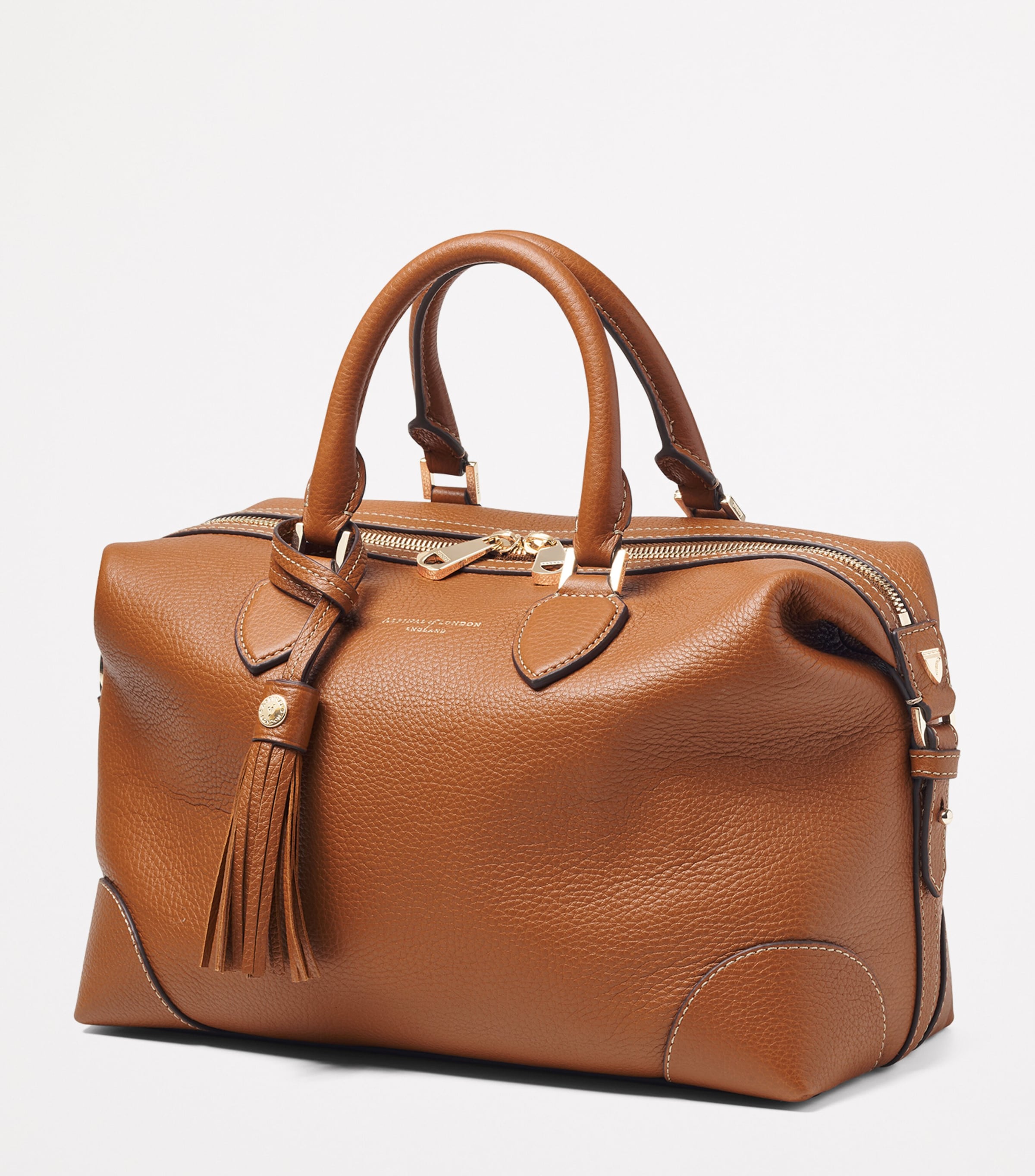Leather Hudson Bowling Bag TAN Image 2