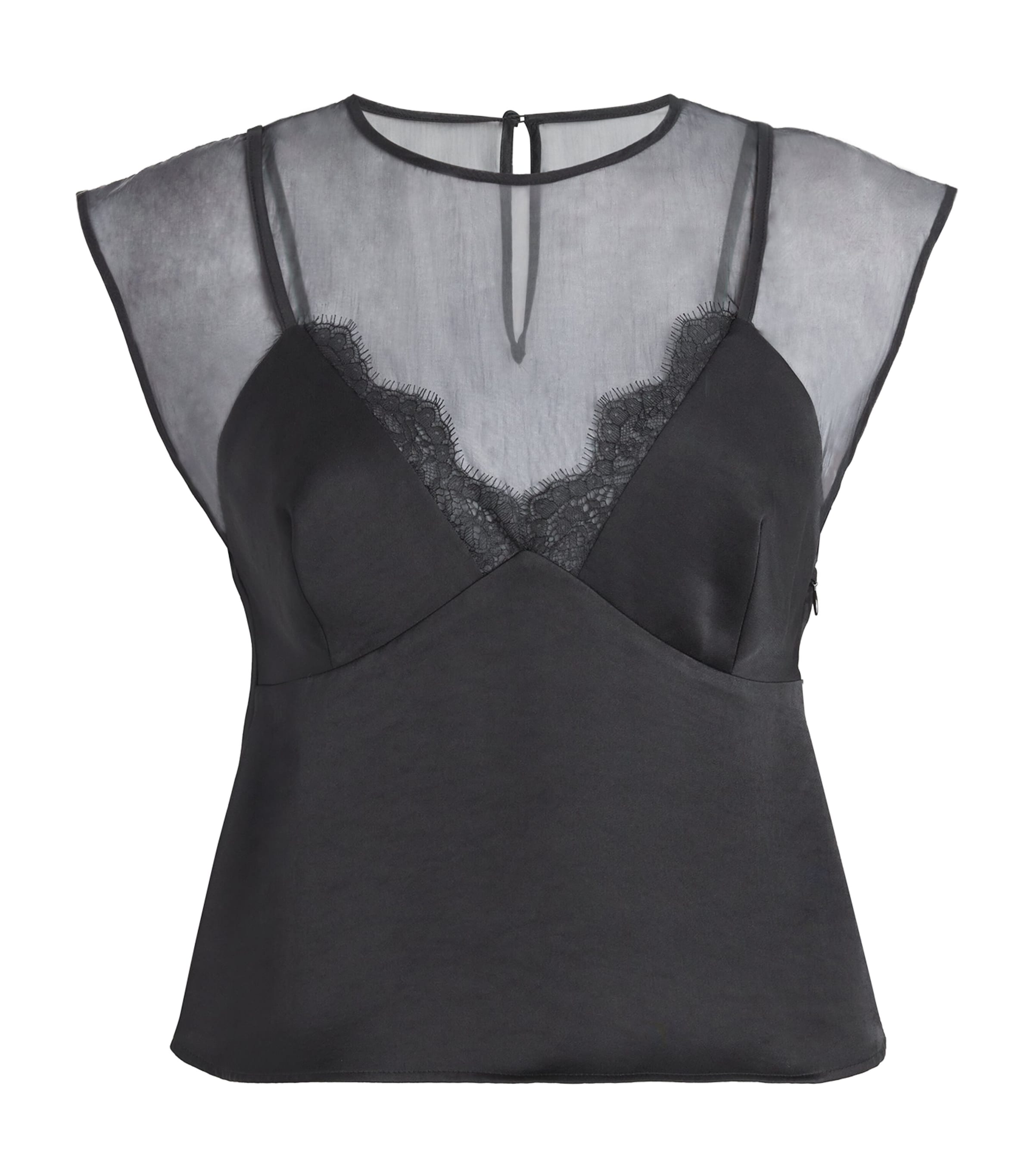 Satin Lace Top BLACK Image 1