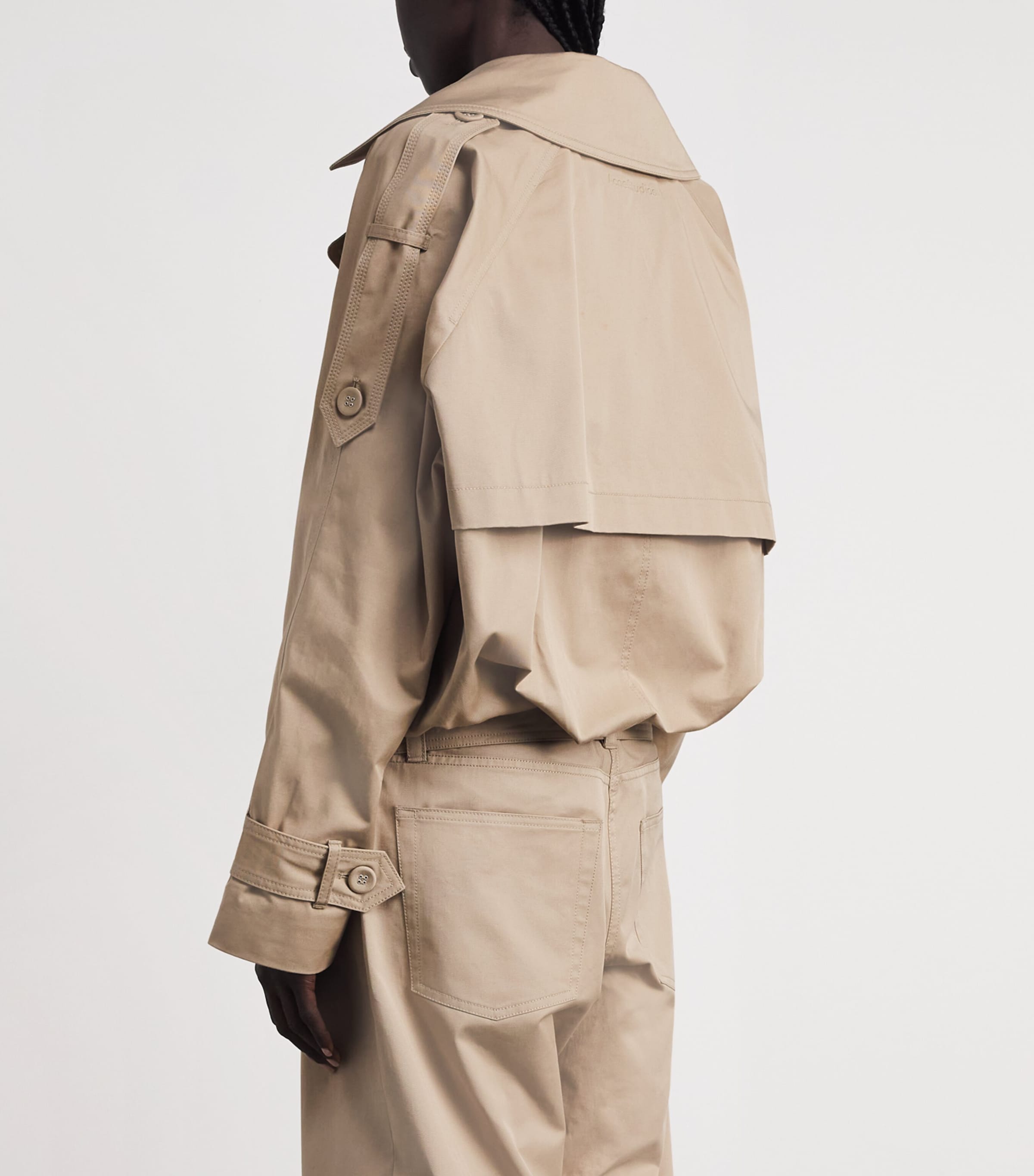 Acne Studios Womens Cotton Cropped Trench Coat Pale Beige Image 5