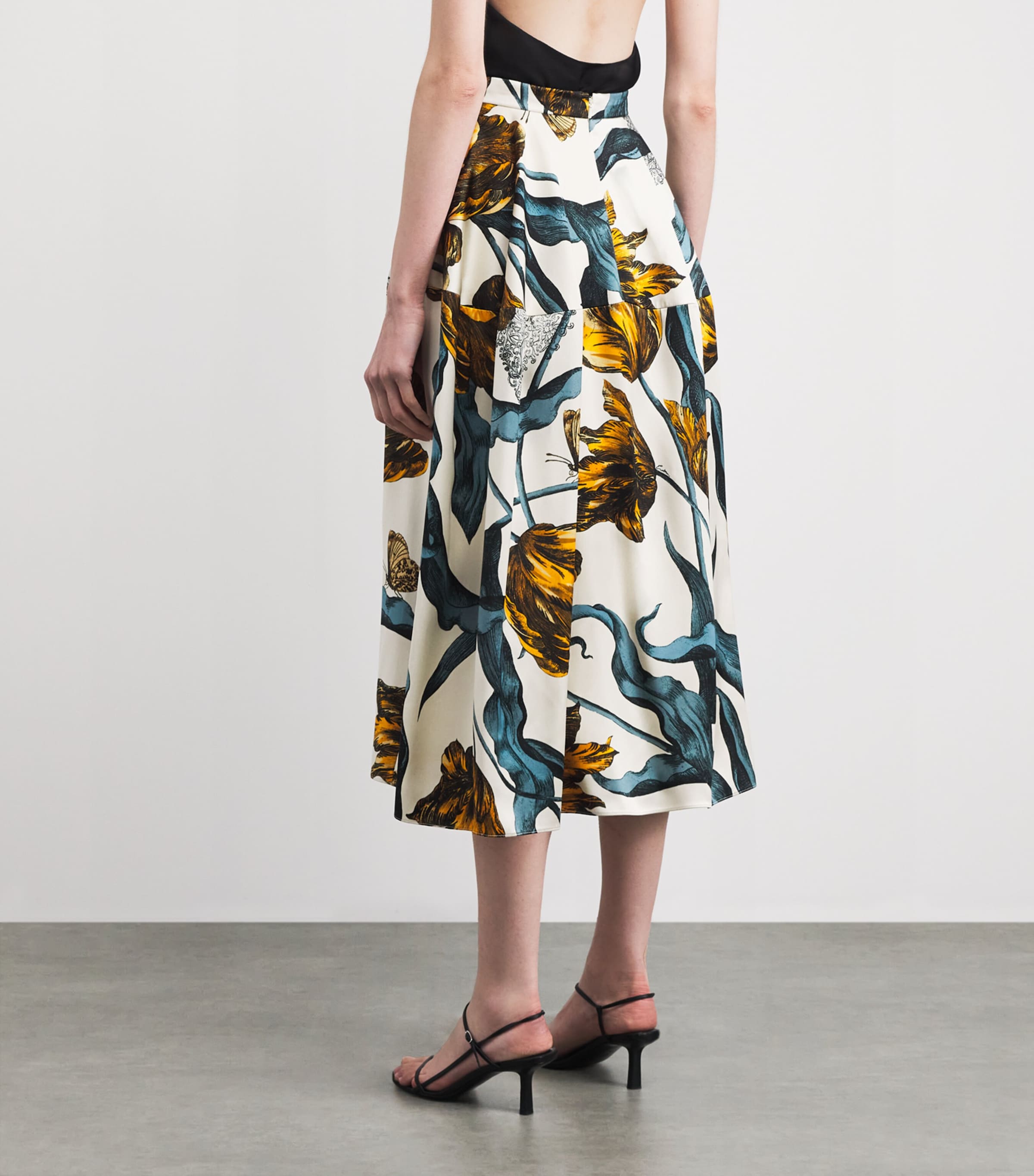 Erdem Womens Satin Floral Duchess Midi Skirt Etched Tulip Bronze Image 5