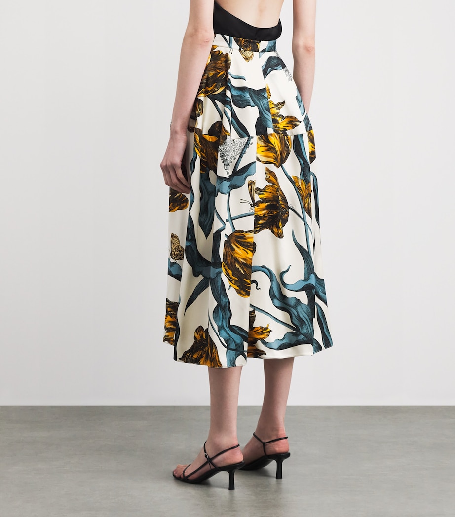 Erdem Womens Satin Floral Duchess Midi Skirt Etched Tulip Bronze Image 5