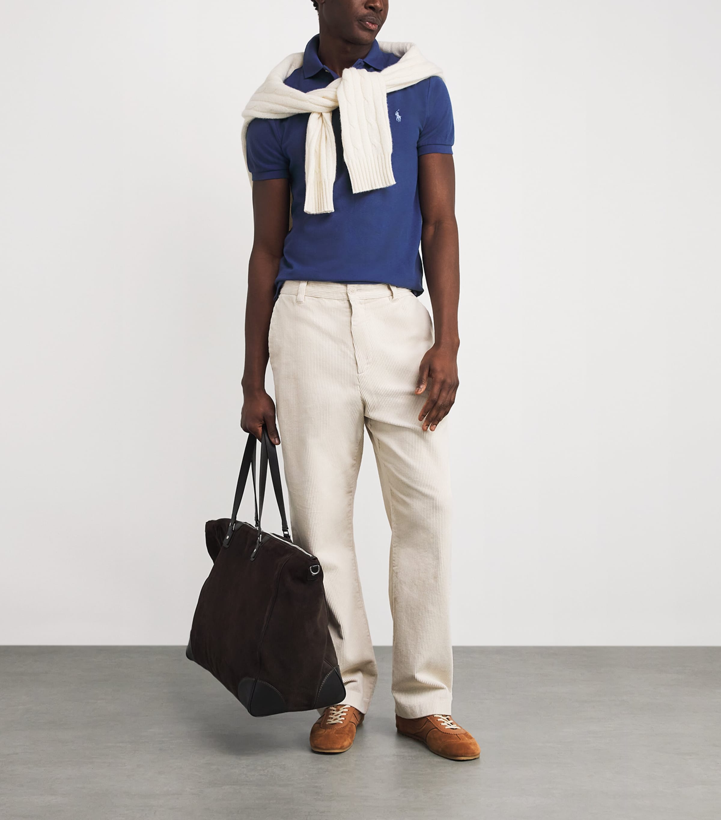 Cotton Mesh Slim-Fit Polo Shirt BLUE Image 2