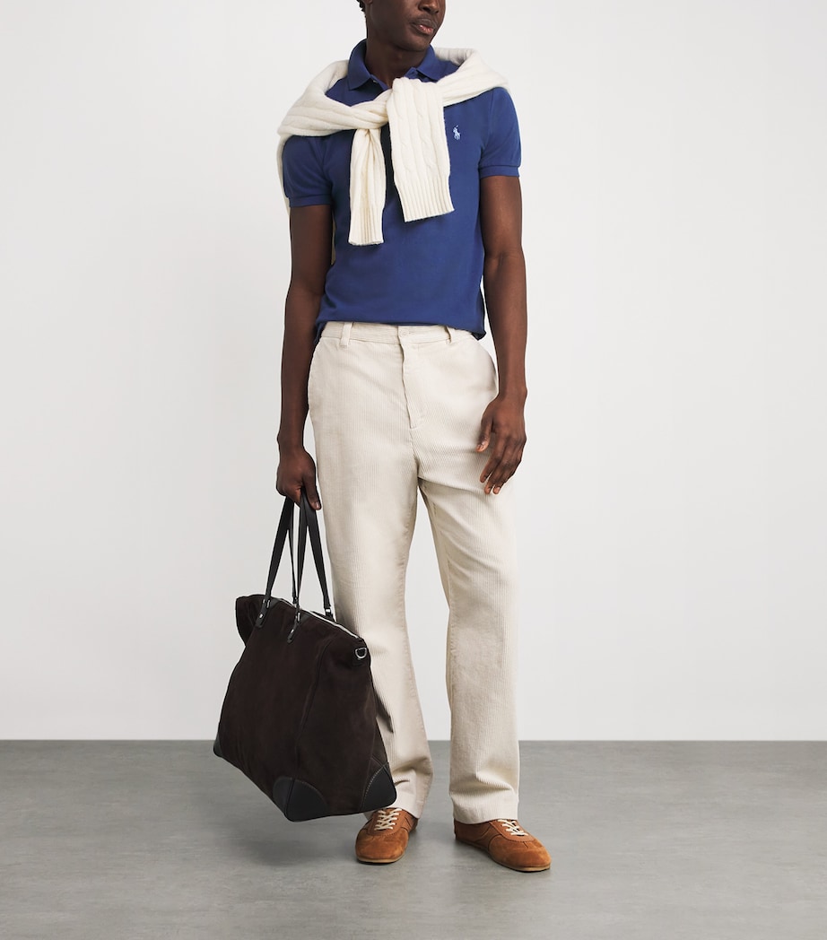 Cotton Mesh Slim-Fit Polo Shirt BLUE Image 2