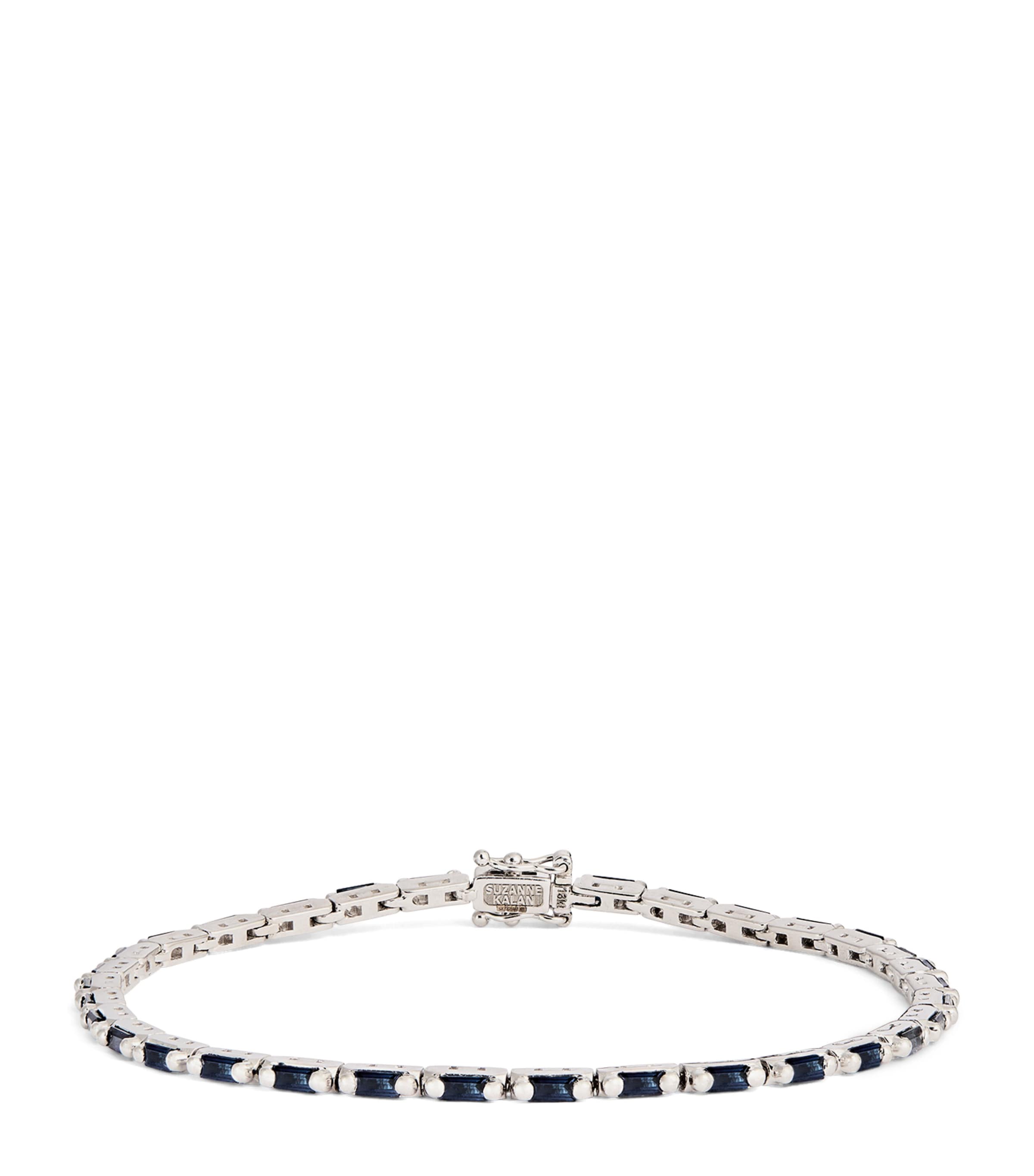 White Gold and Sapphire Bold Linear Tennis Bracelet