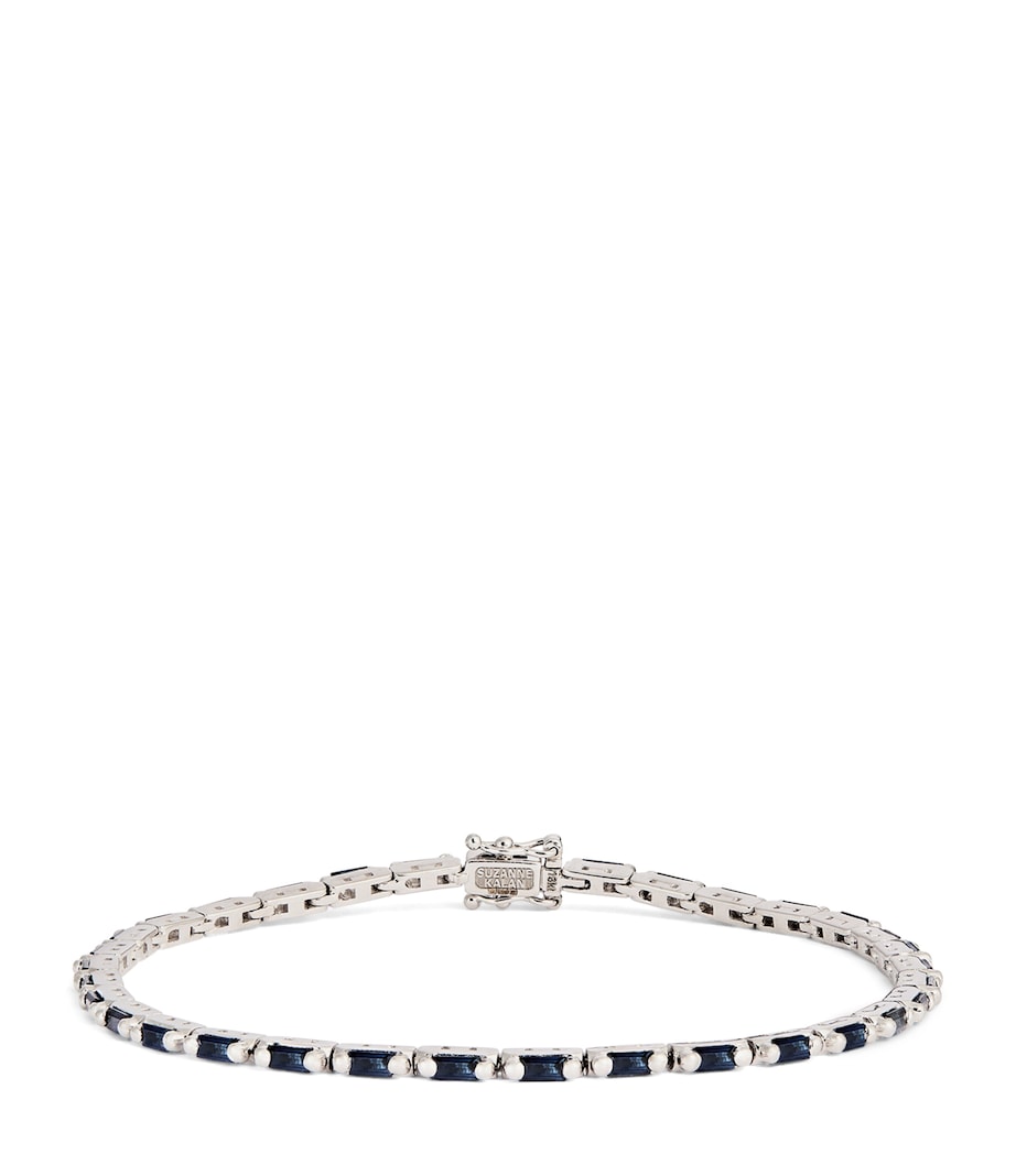 White Gold and Sapphire Bold Linear Tennis Bracelet 18K YG/DB Image 1