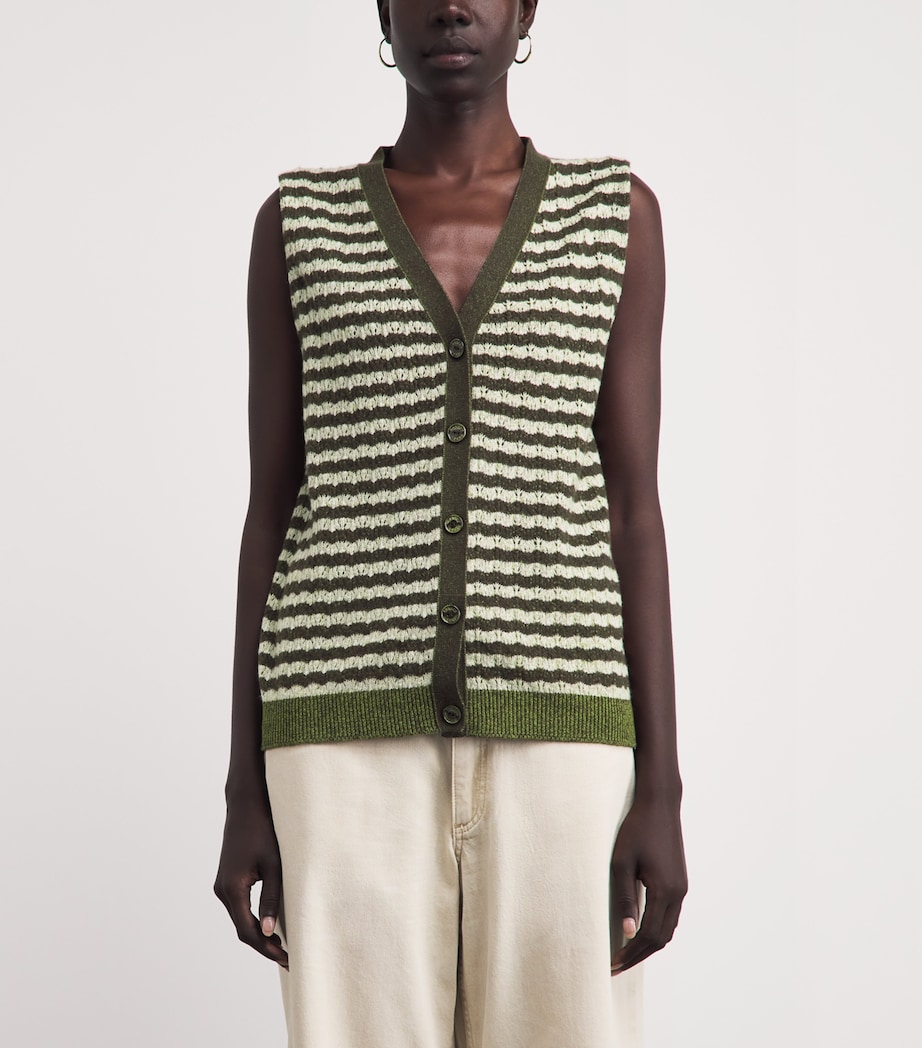 Barrie Womens Cashmere Stripe Sleeveless Cardigan Chntily/drk Mlt Image 4