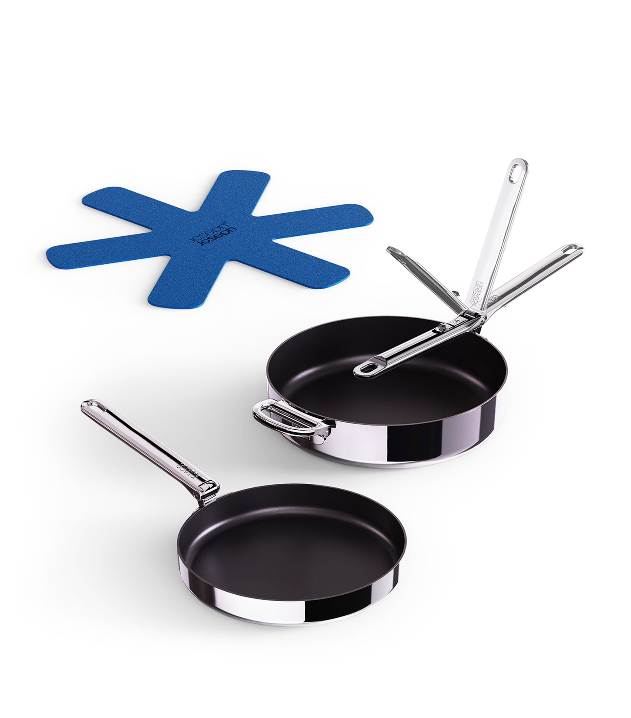 Joseph Joseph Set Of 2 Non-stick Space Frying Pans In Metallic