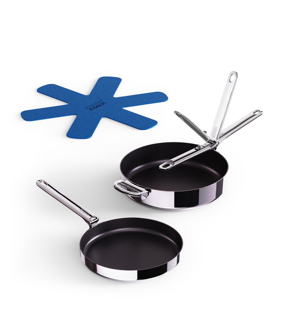 Space Steel Folding-Handle Non-Stick 2-Piece Frying Pan Set STAINLESS STEEL Image 1