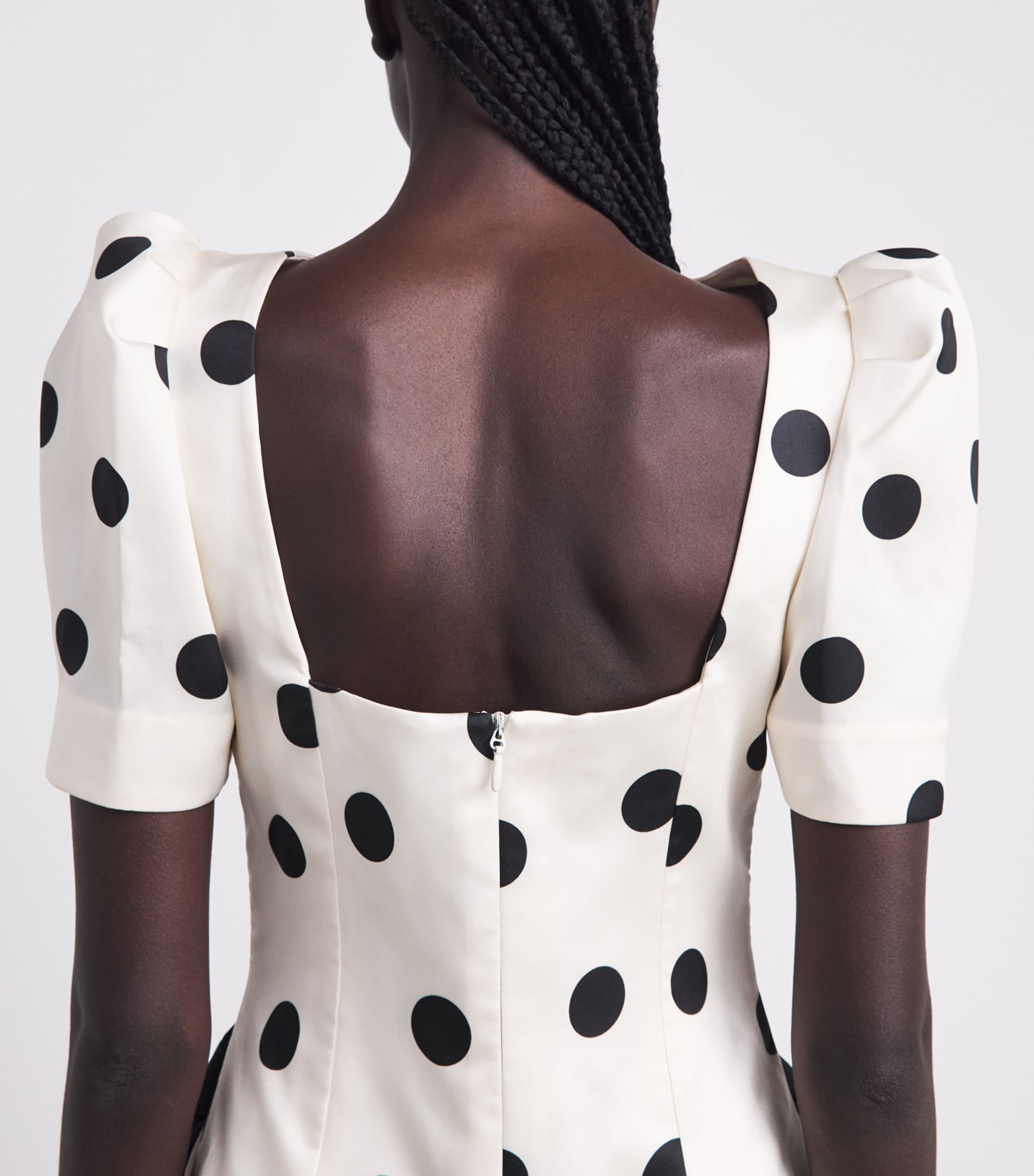 Rebecca Vallance Womens Satin Polka Dot Bacio Mini Dress Spot Cream Base Image 5
