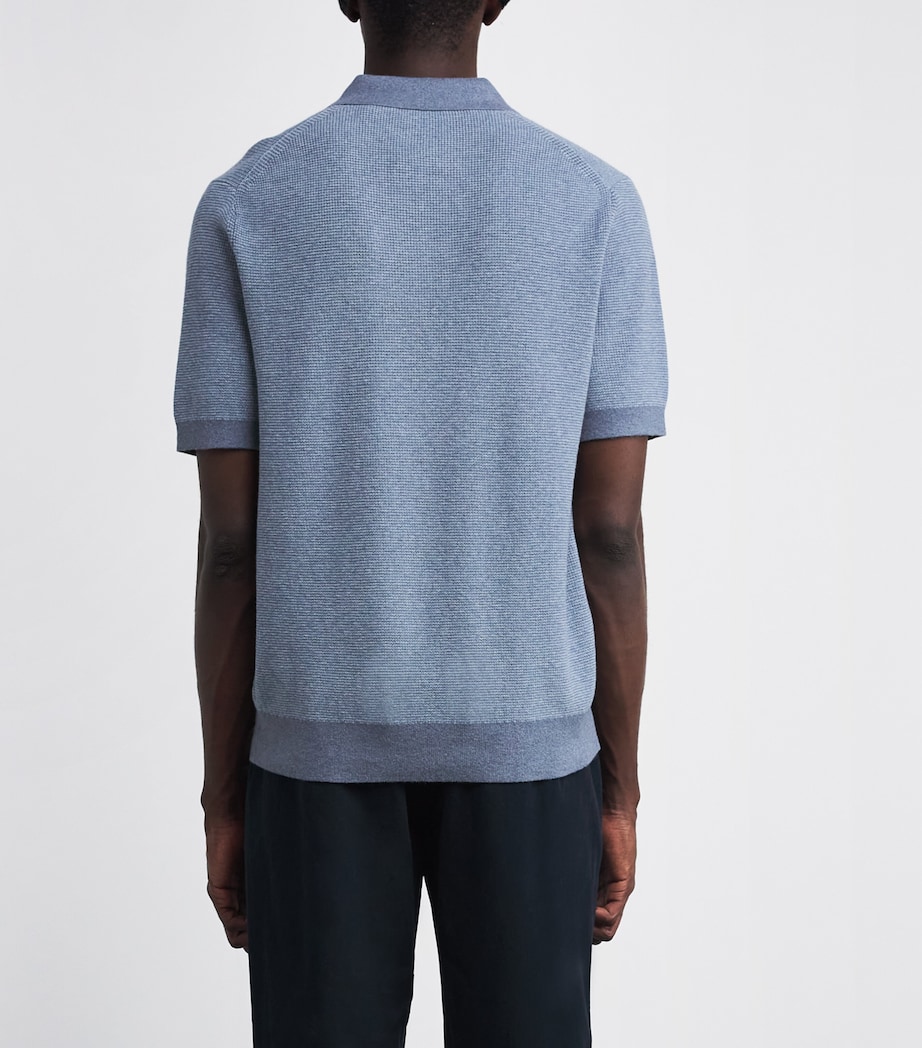 Cotton-Cashmere Johnny-Collar Polo Shirt RIPPLE/RAIN-454LRC Image 4