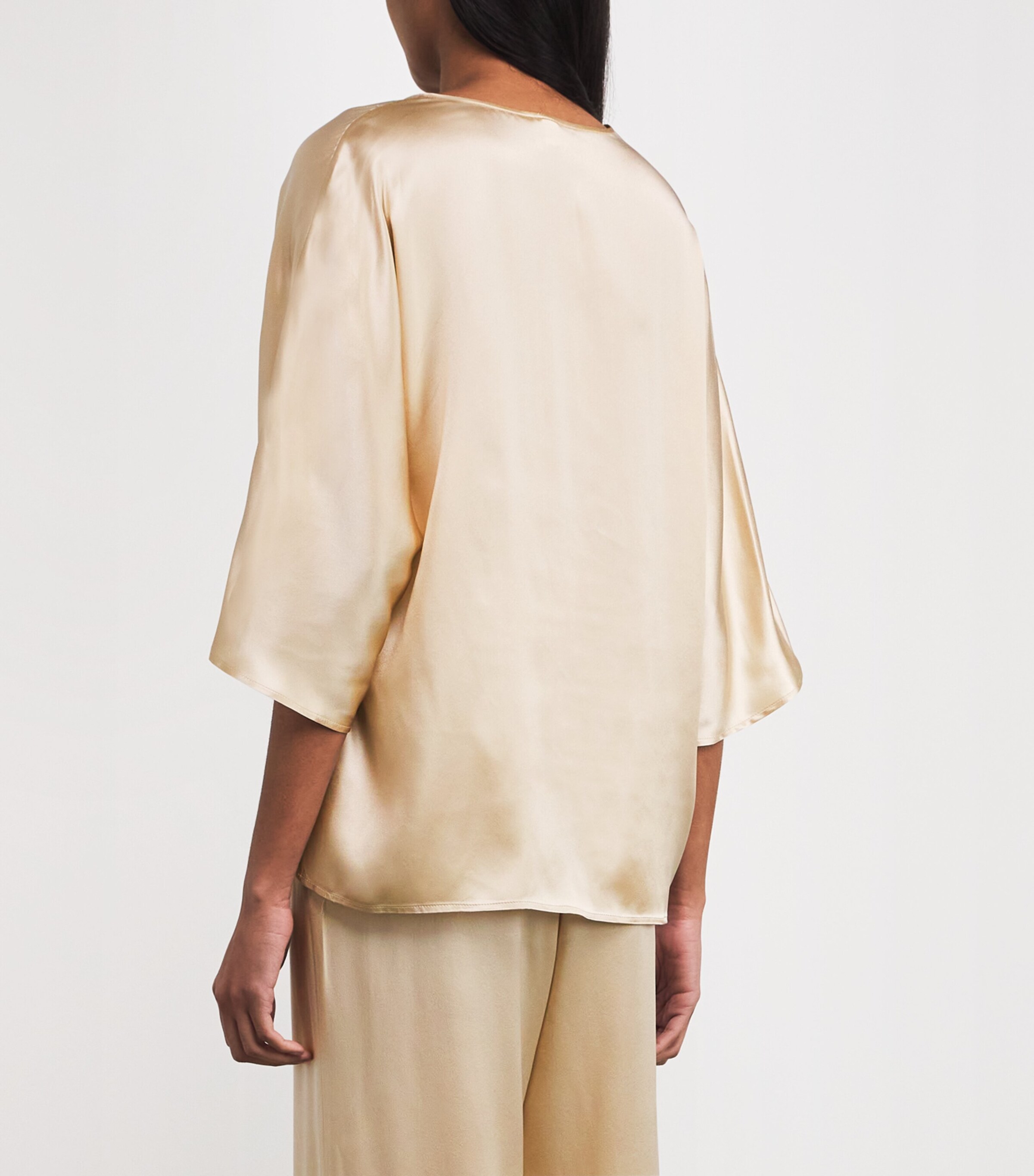 Eleventy Womens Silk V-Neck Blouse Sabbia Image 4