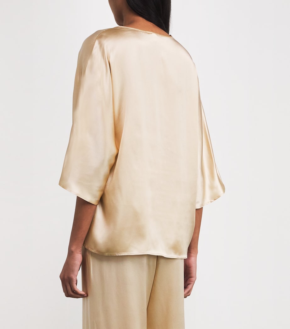 Eleventy Womens Silk V-Neck Blouse Sabbia Image 4