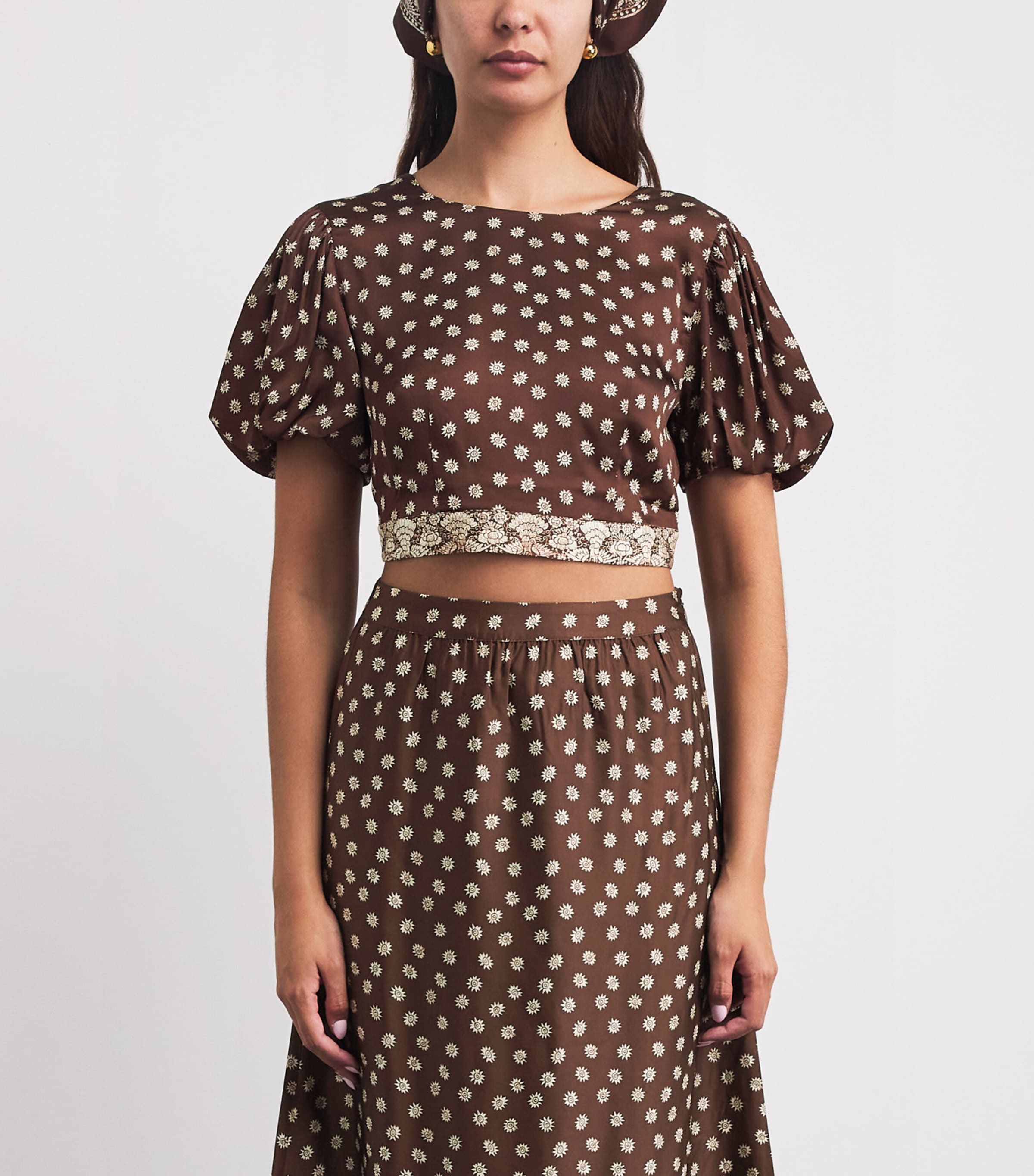 Claudie Pierlot Womens Printed Cropped Blouse Dark Print Image 4