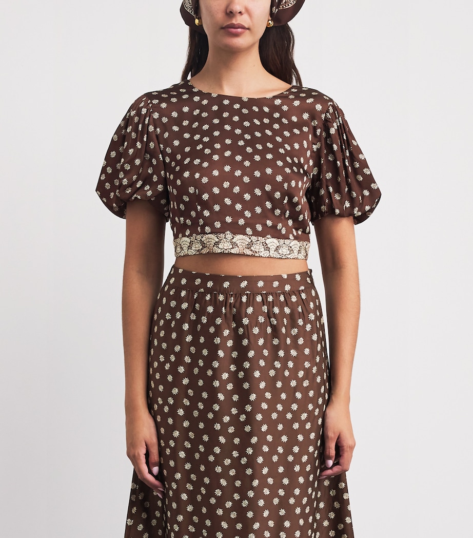 Claudie Pierlot Womens Printed Cropped Blouse Dark Print Image 4