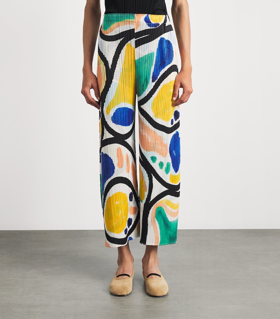 Pleats Please Issey Miyake Multi Printed Roll Wide Trousers | Harrods UK