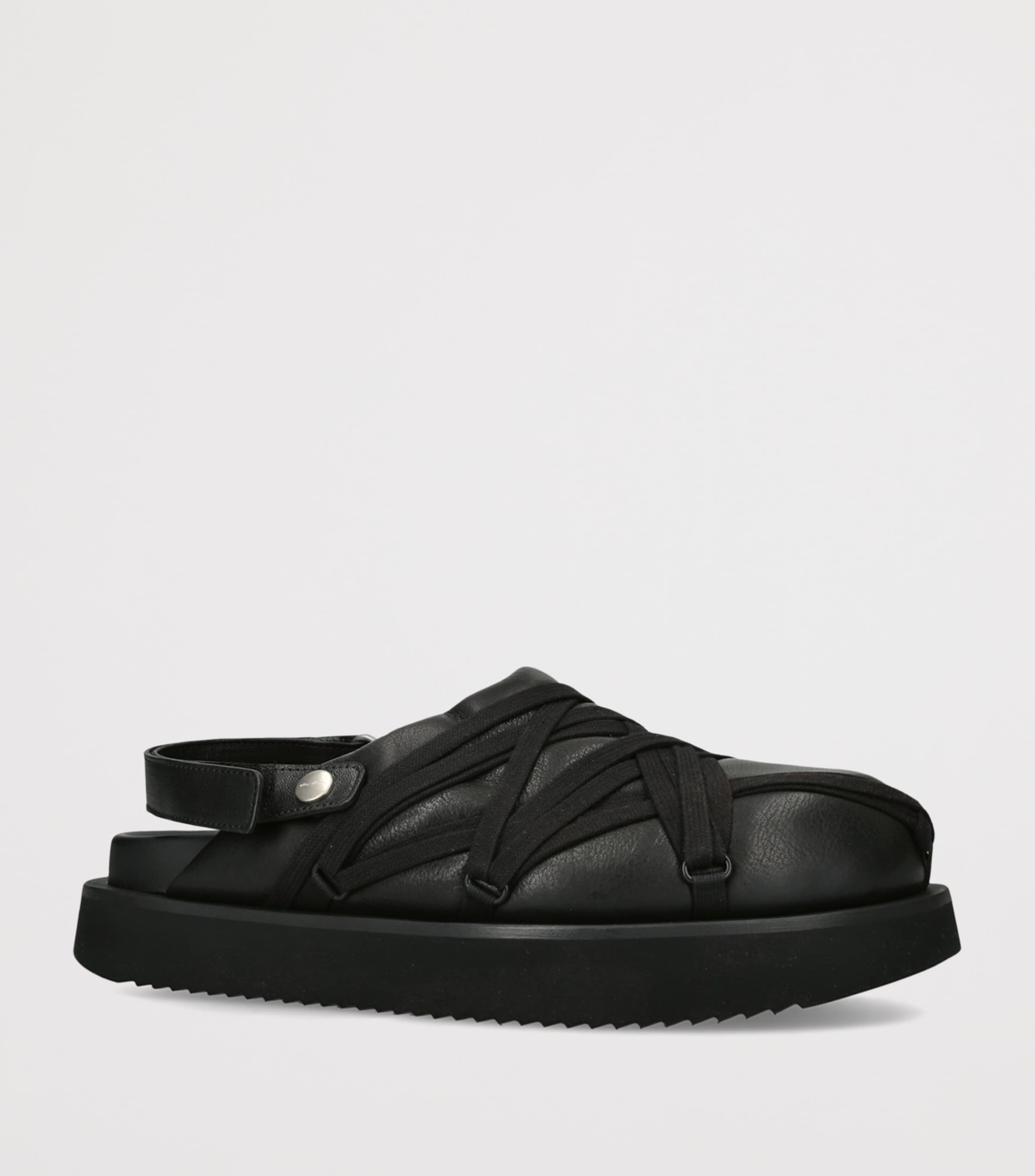 Rick Owens Leather Padded Megalace Mules Black Image 2