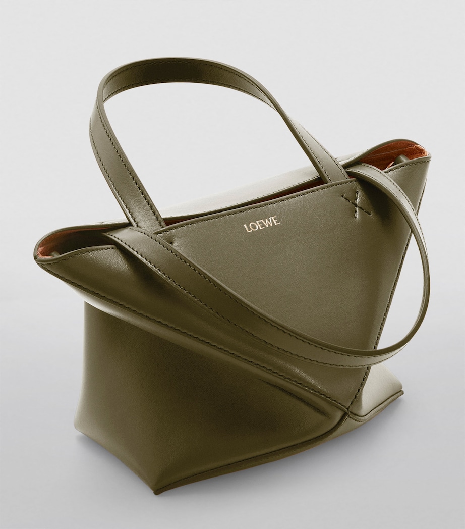 LOEWE Mini Leather Puzzle Fold Tote Bag Dark Khaki Green Image 6