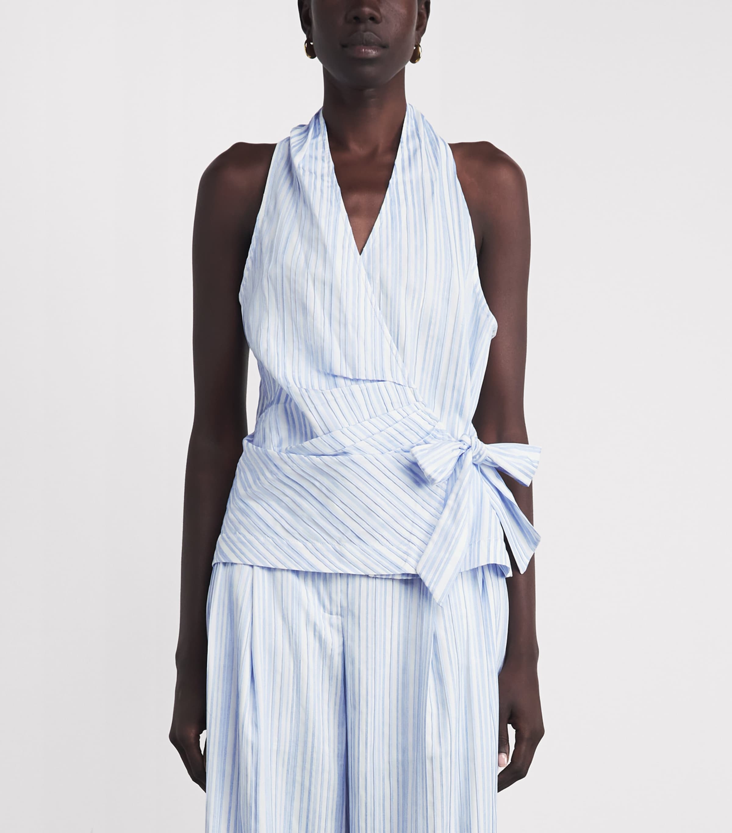 Simkhai Womens Bria Halterneck Top Blue Stripe Image 4