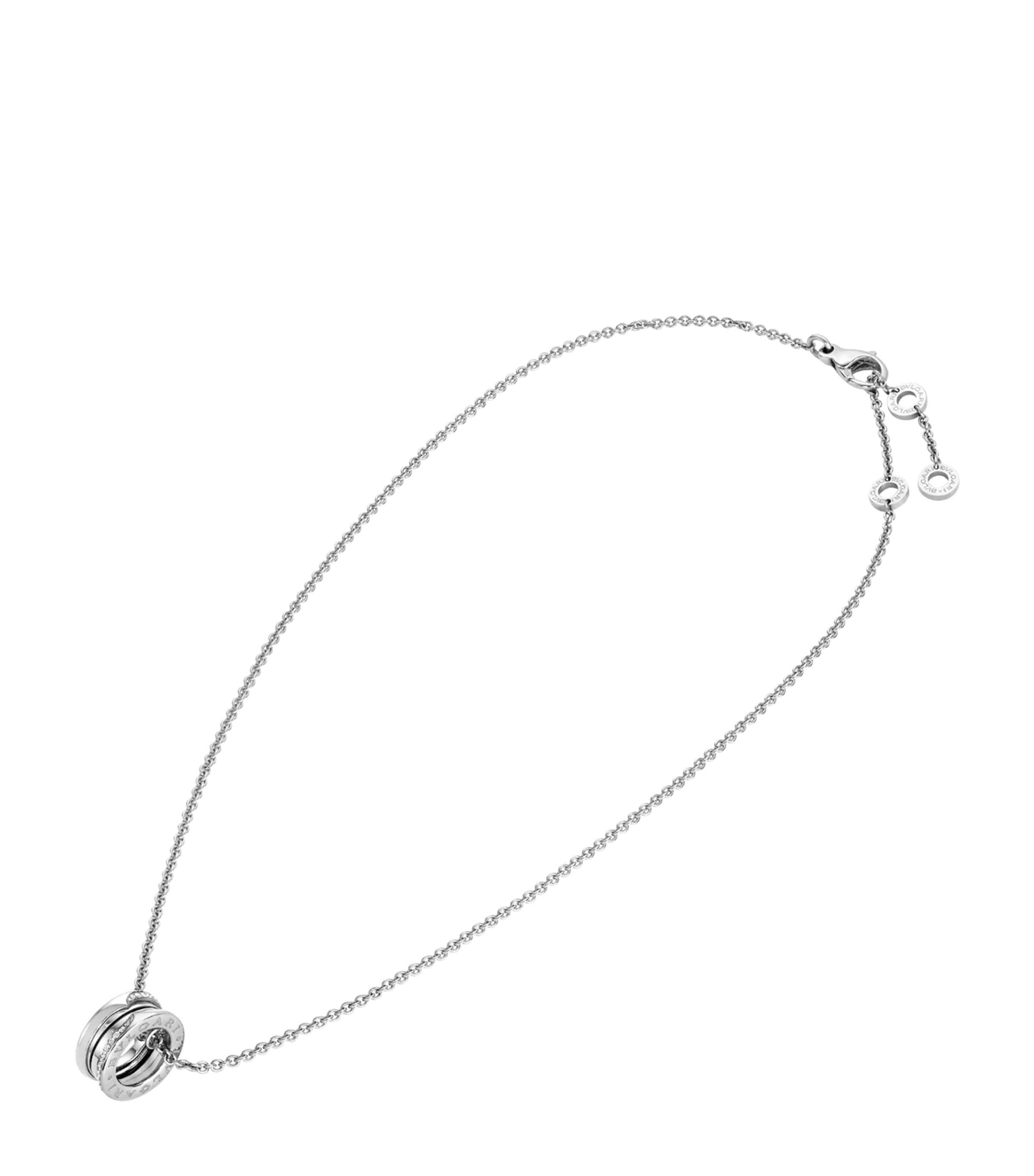 Bvlgari White Gold And Diamond B. Zero1 Necklace In Metallic