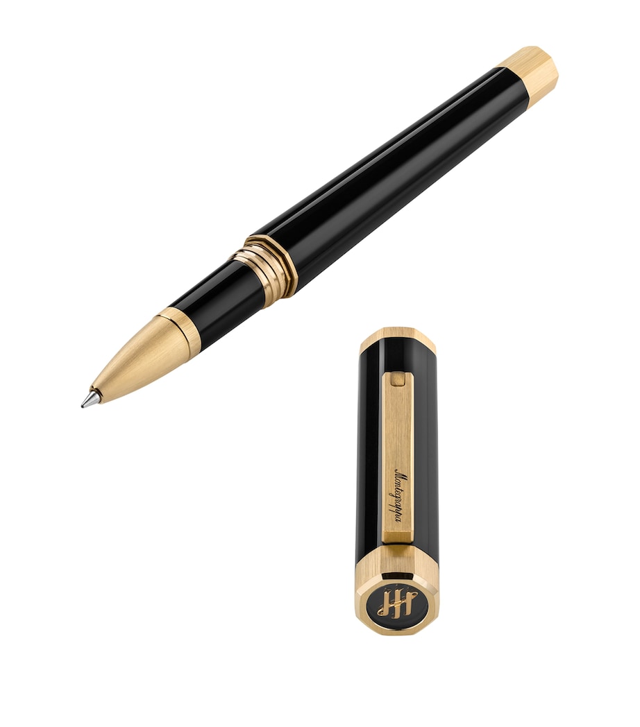 Yellow Gold-Trim Otto Rollerball Pen BLACK Image 4