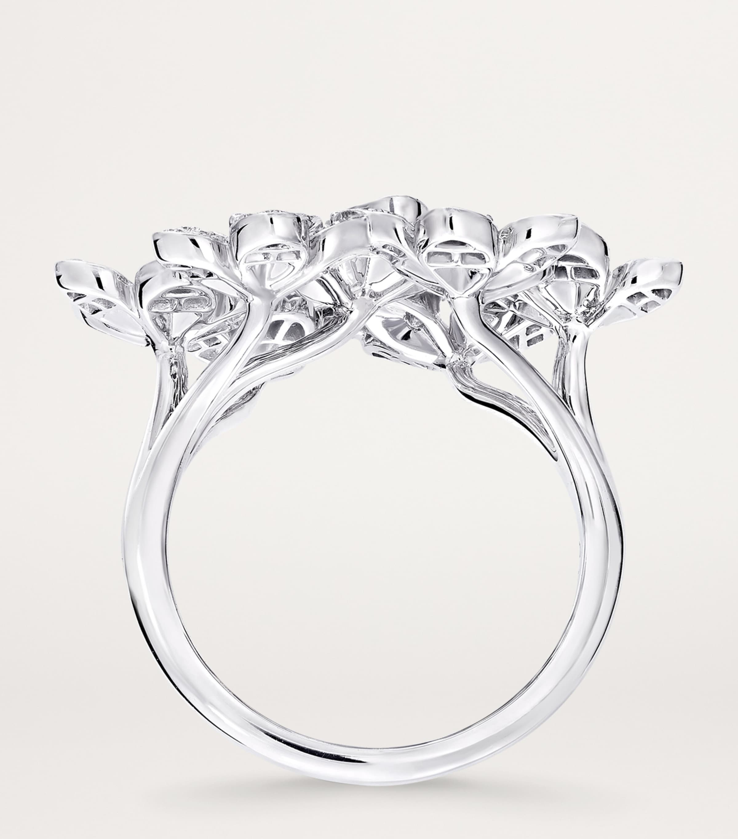 White Gold and Diamond Wild Flower Ring (One Size) WHITE GOLD Image 3