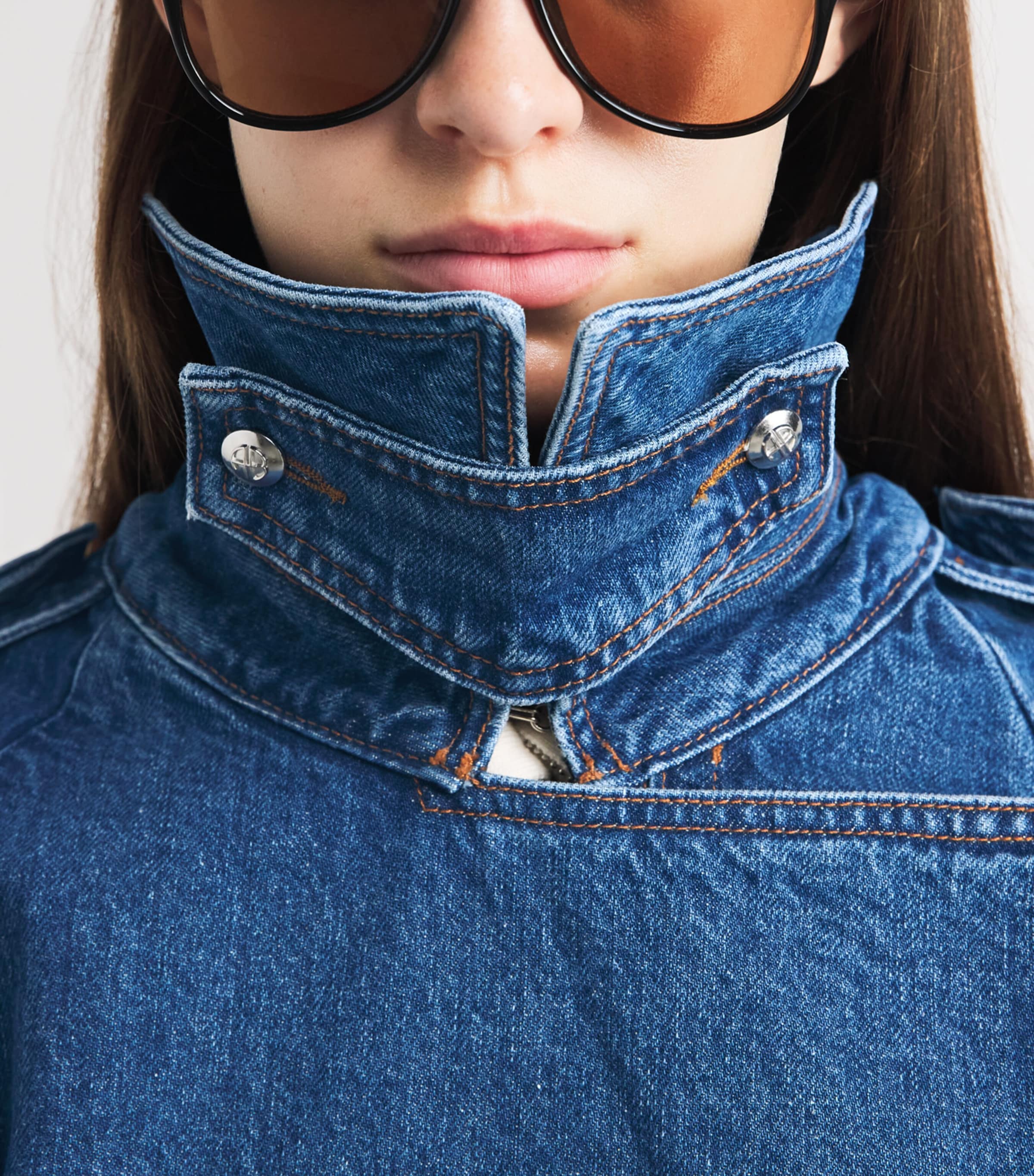 ANINE BING Womens Denim Pascale Trench Jacket Washed Blue Image 3