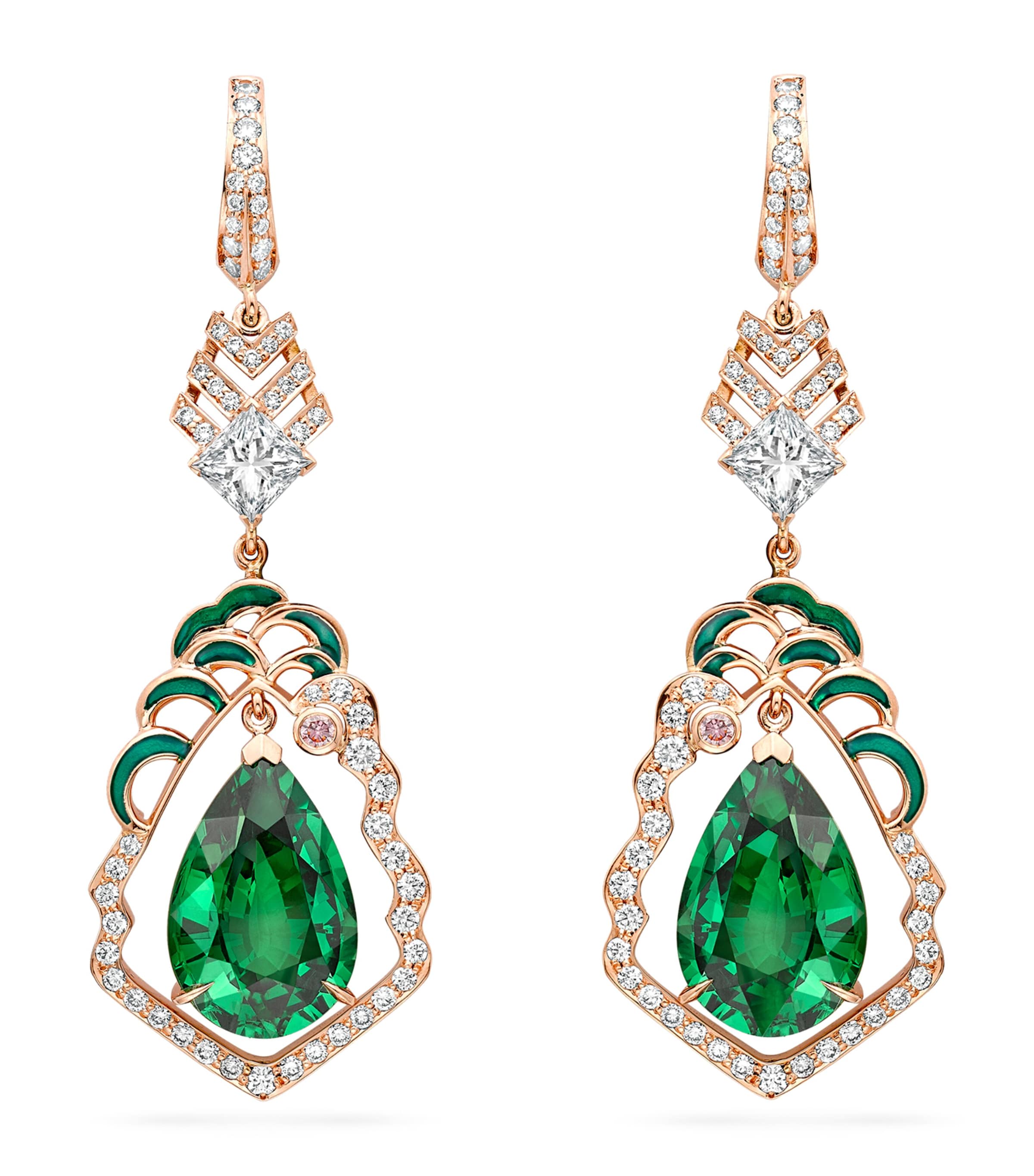Boodles Rose Gold, Diamond and Tsavorite A Family Journey London Earrings Rose Gold Image 1