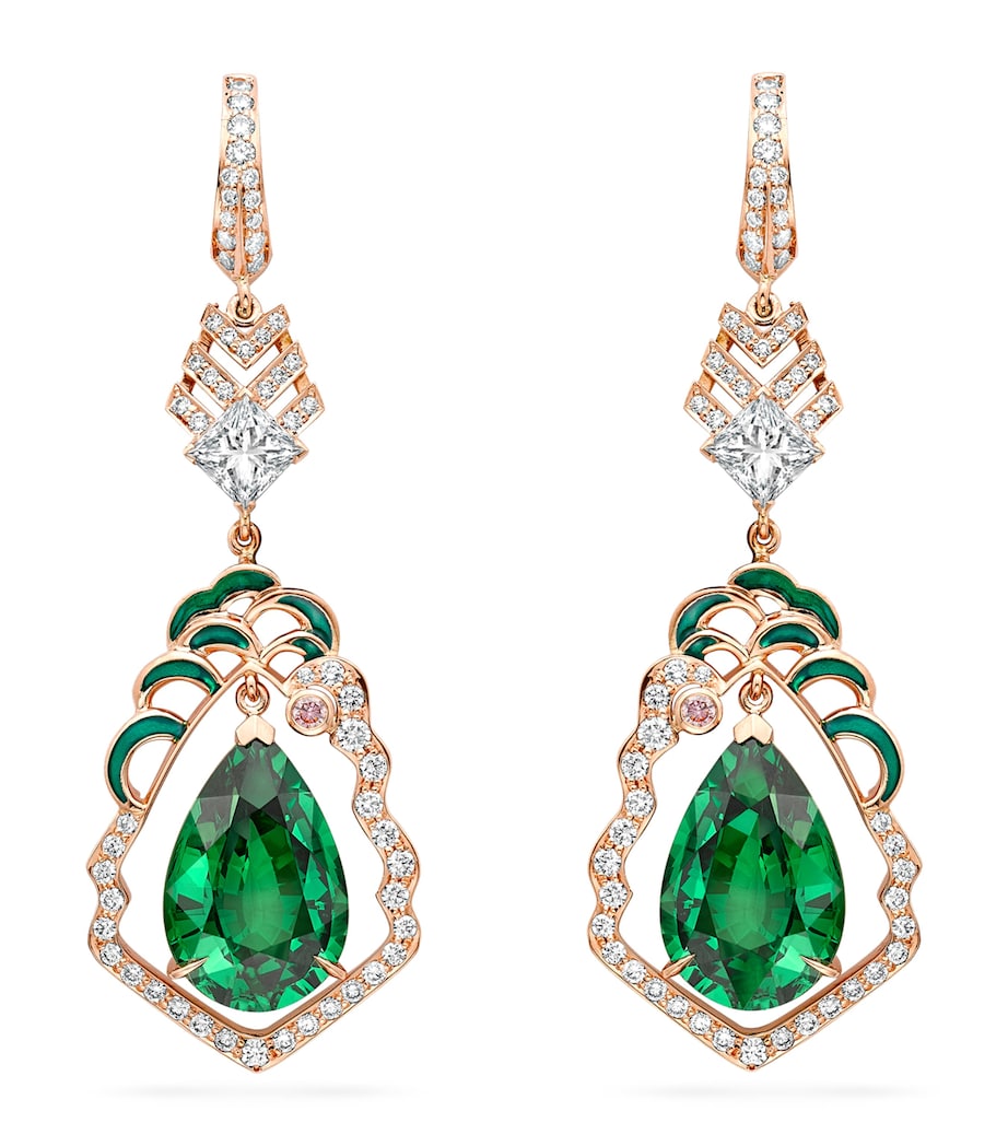Boodles Rose Gold, Diamond and Tsavorite A Family Journey London Earrings Rose Gold Image 1