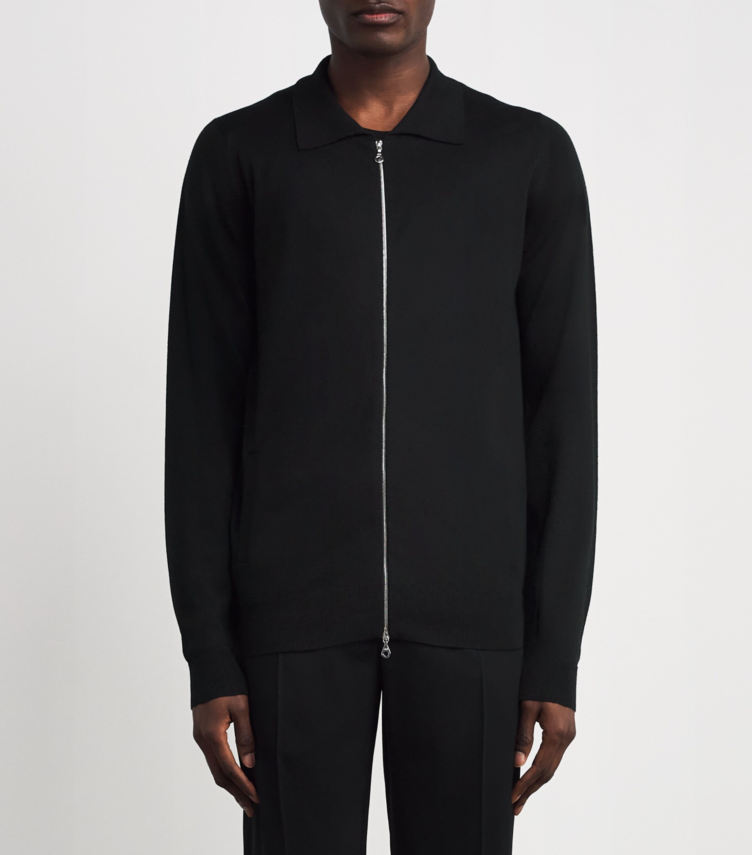 John Smedley Mens Extra Fine Merino Wool Alston Jacket Black Image 3