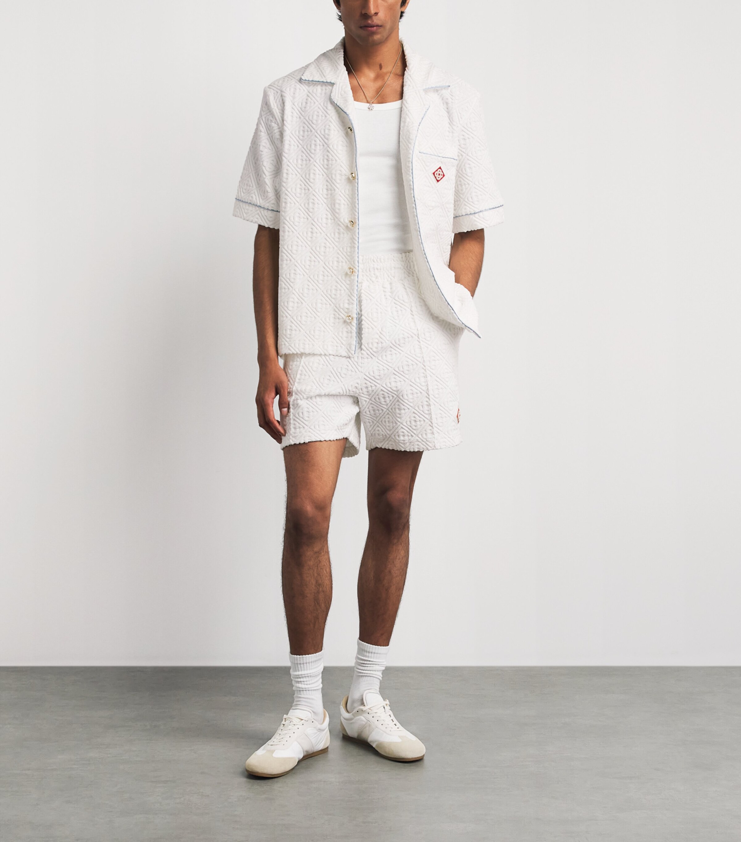 Casablanca Mens Towelling Monogram Shorts White Image 2