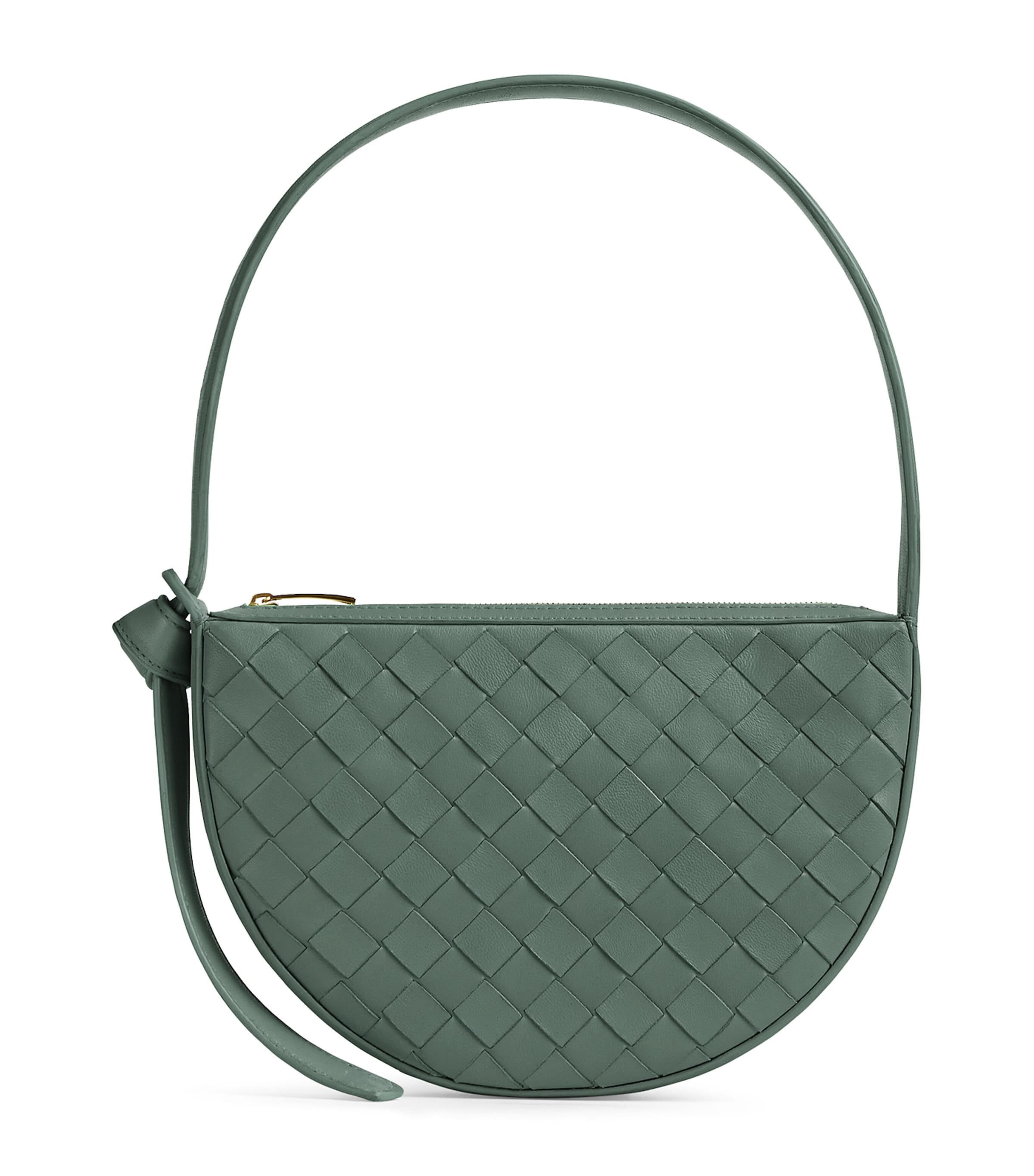 Shop Bottega Veneta Mini Leather Sunrise Top-handle Bag In Green