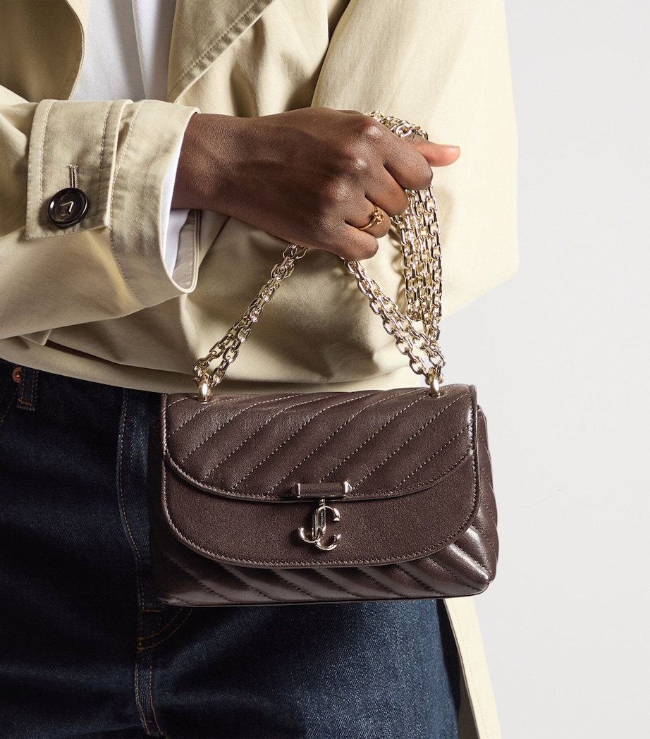 Jimmy Choo Leather Curve Cross-Body Bag Chocolate/shiny Gold Image 2