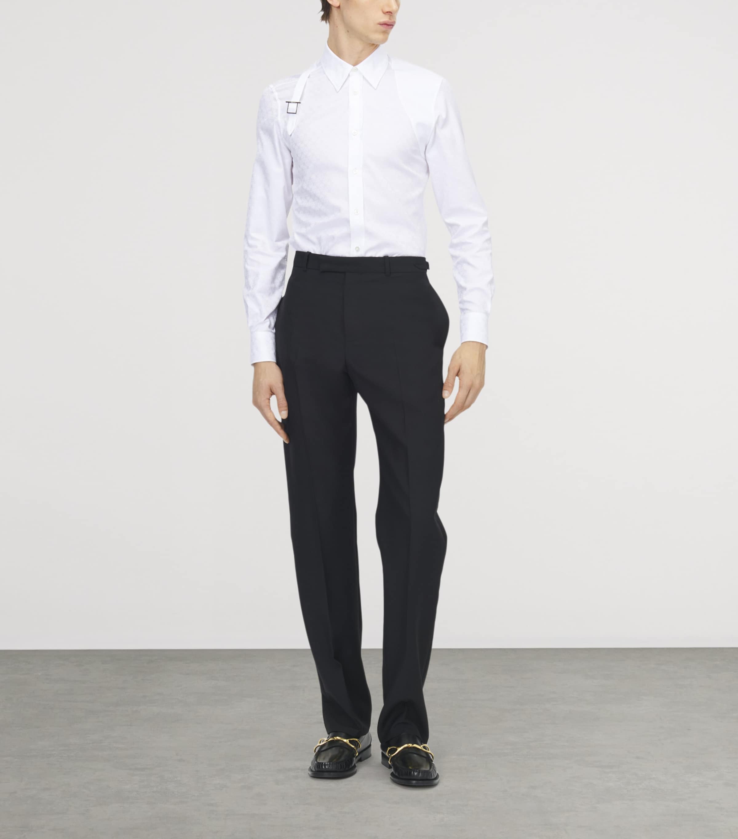 McQueen Mens Wool-Mohair Trousers Image 2