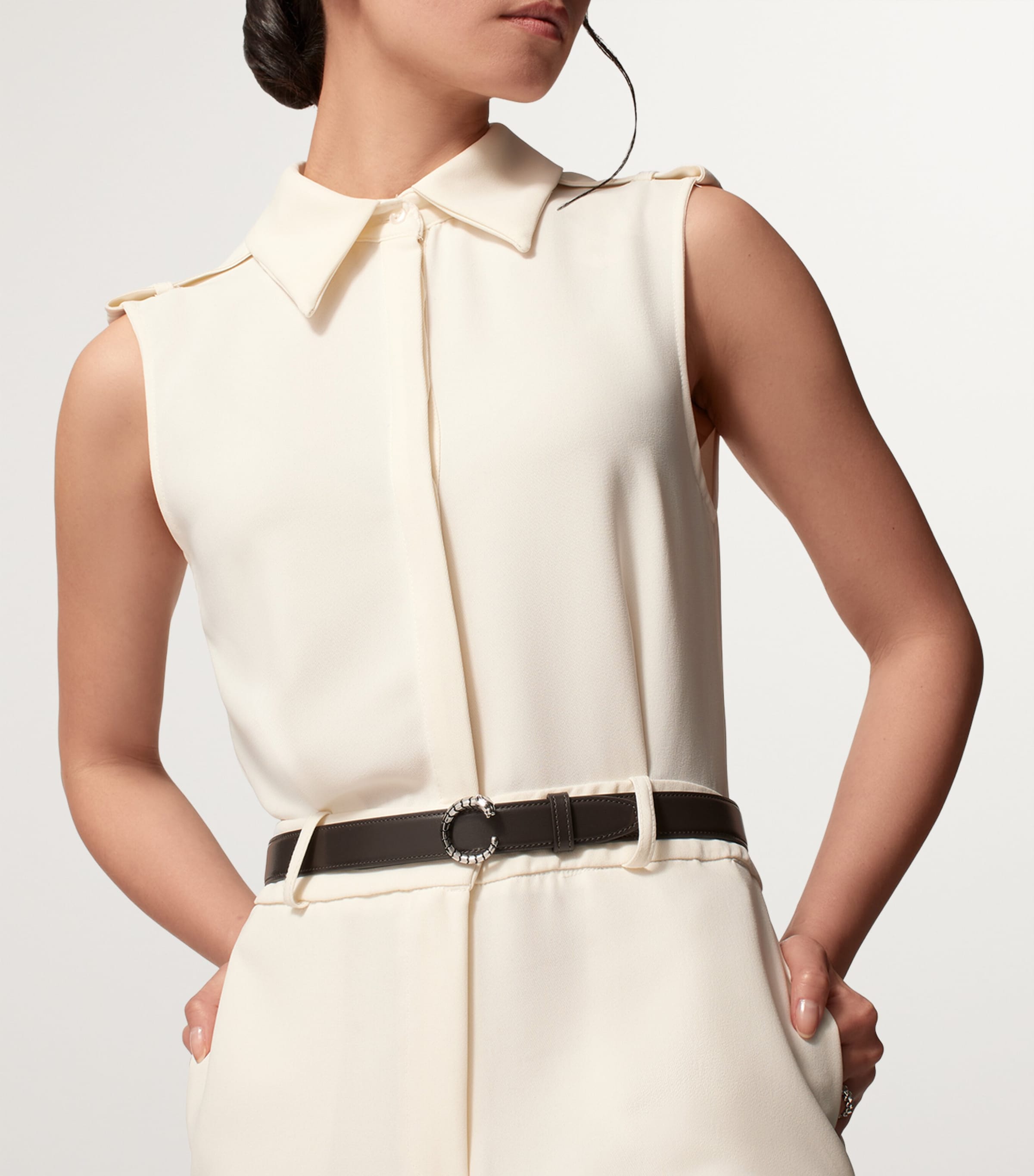 Large Leather Panthère de Cartier Belt (95cm) TONKA BROWN Image 3