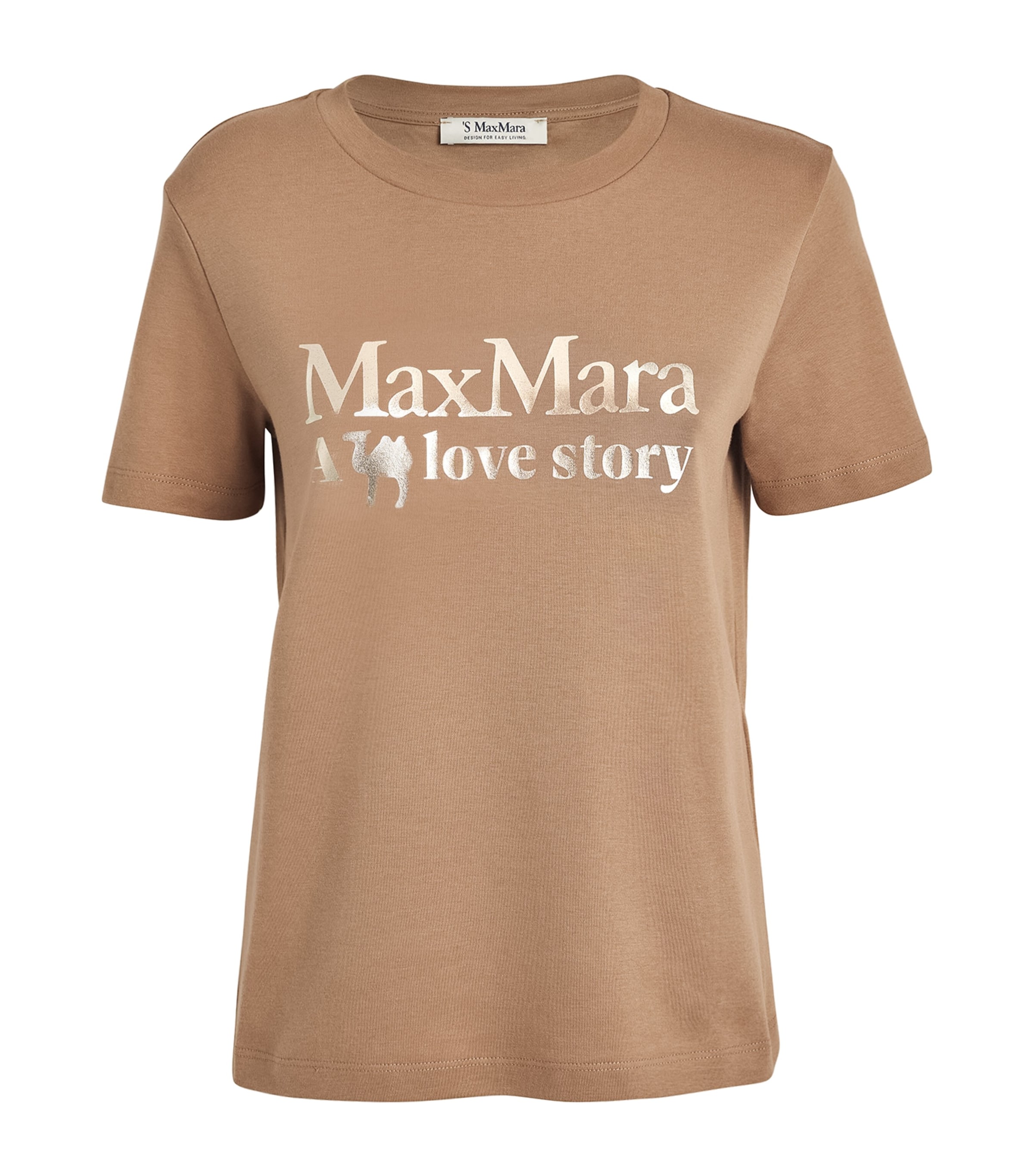 Max Mara Cotton Logo T-shirt In Beige