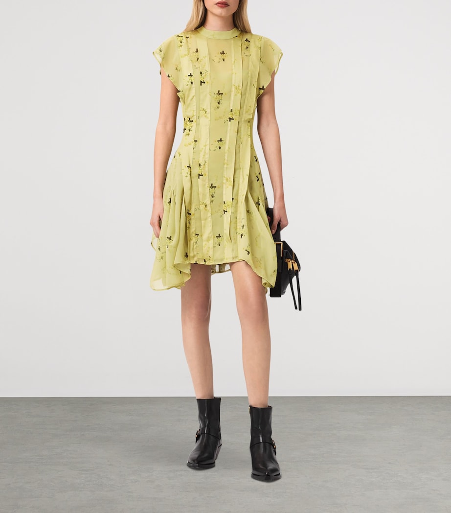 AllSaints Womens Printed Fleur Mini Dress Empoli Yellow Image 6