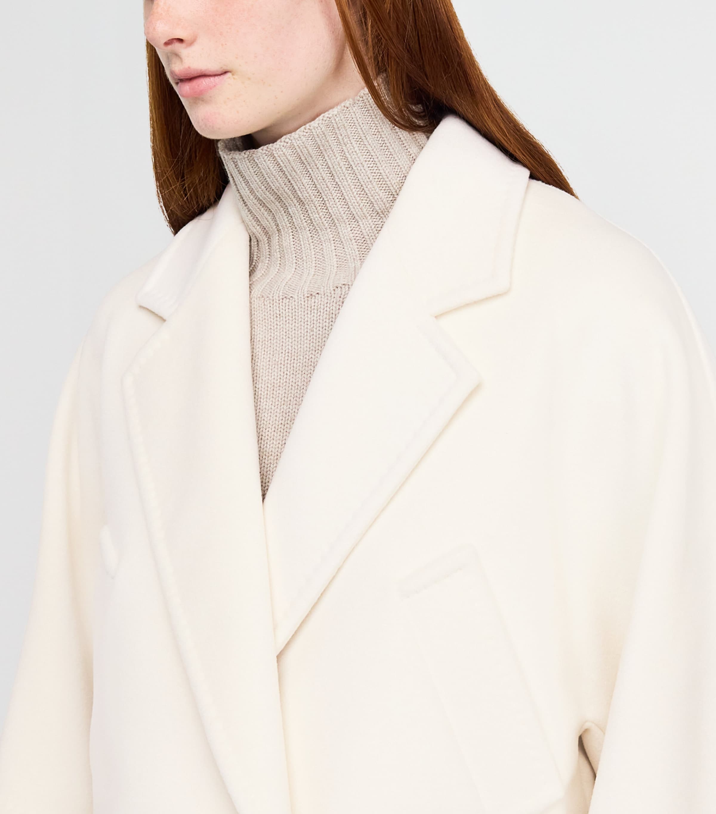Max Mara White Wool-Cashmere Cropped Coat | Harrods US