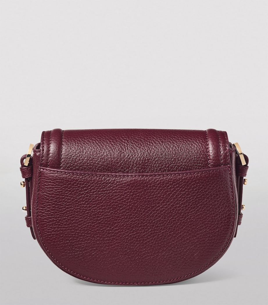 Small Leather Stella Cross-Body Satchel BURGUNDY Image 3
