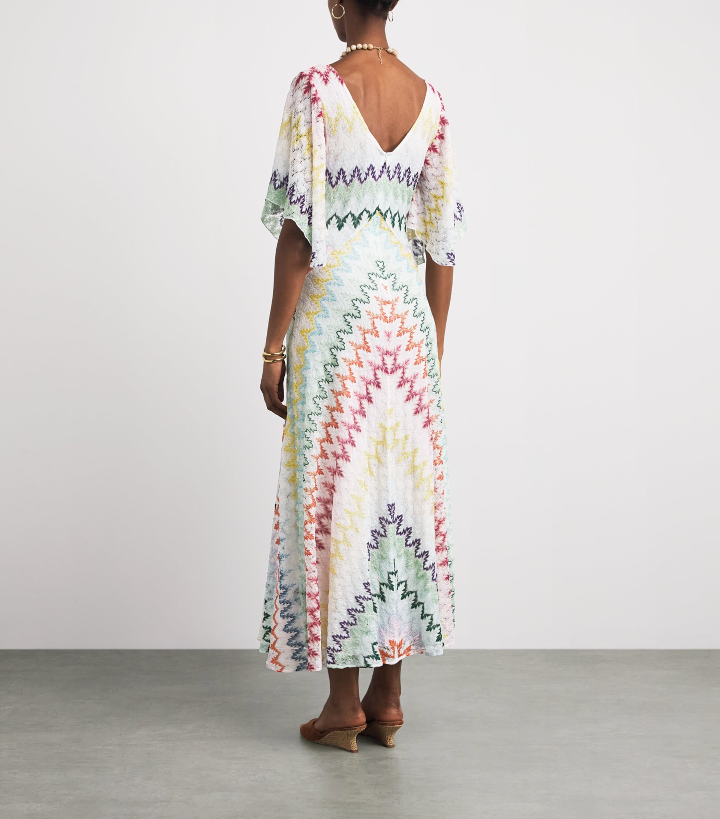 Missoni Womens Short-Sleeve Zigzag Midi Dress Mlti/white Bse Image 4