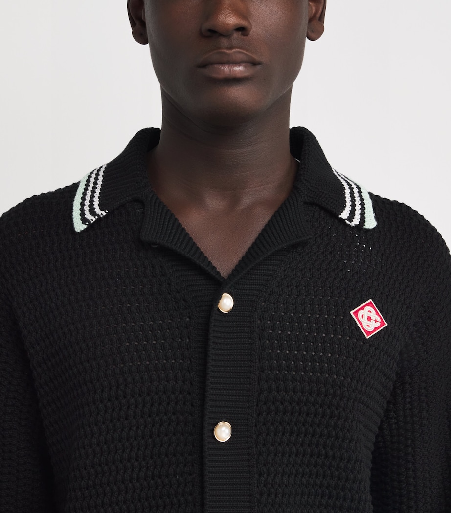 Cotton Crochet Monogram Shirt BLACK Image 6