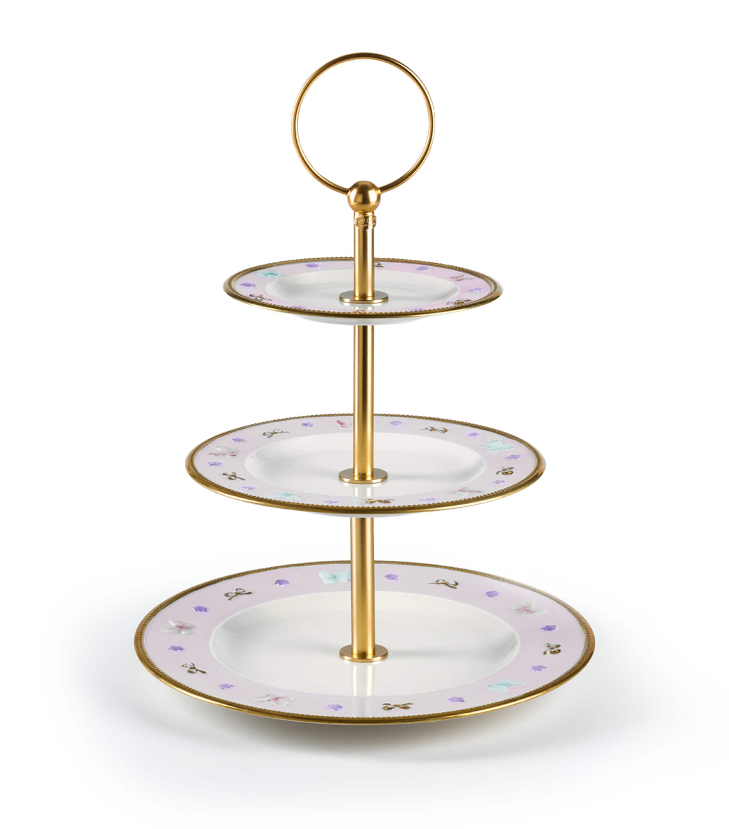 VILLARI Butterfly 3-Tier Stand Rose Aquamarine Gld Image 1