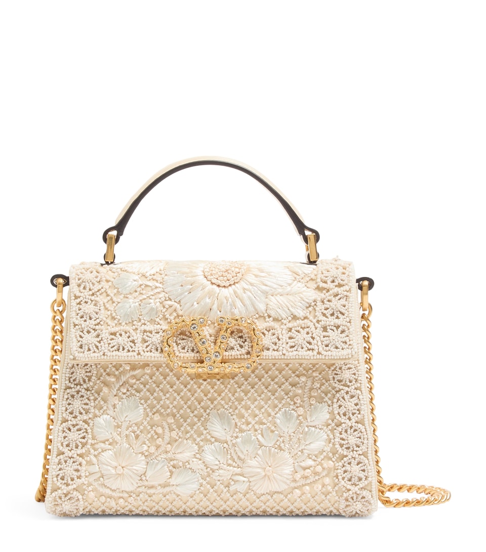 Valentino Garavani Mini Embroidered VSLING Top-Handle Bag