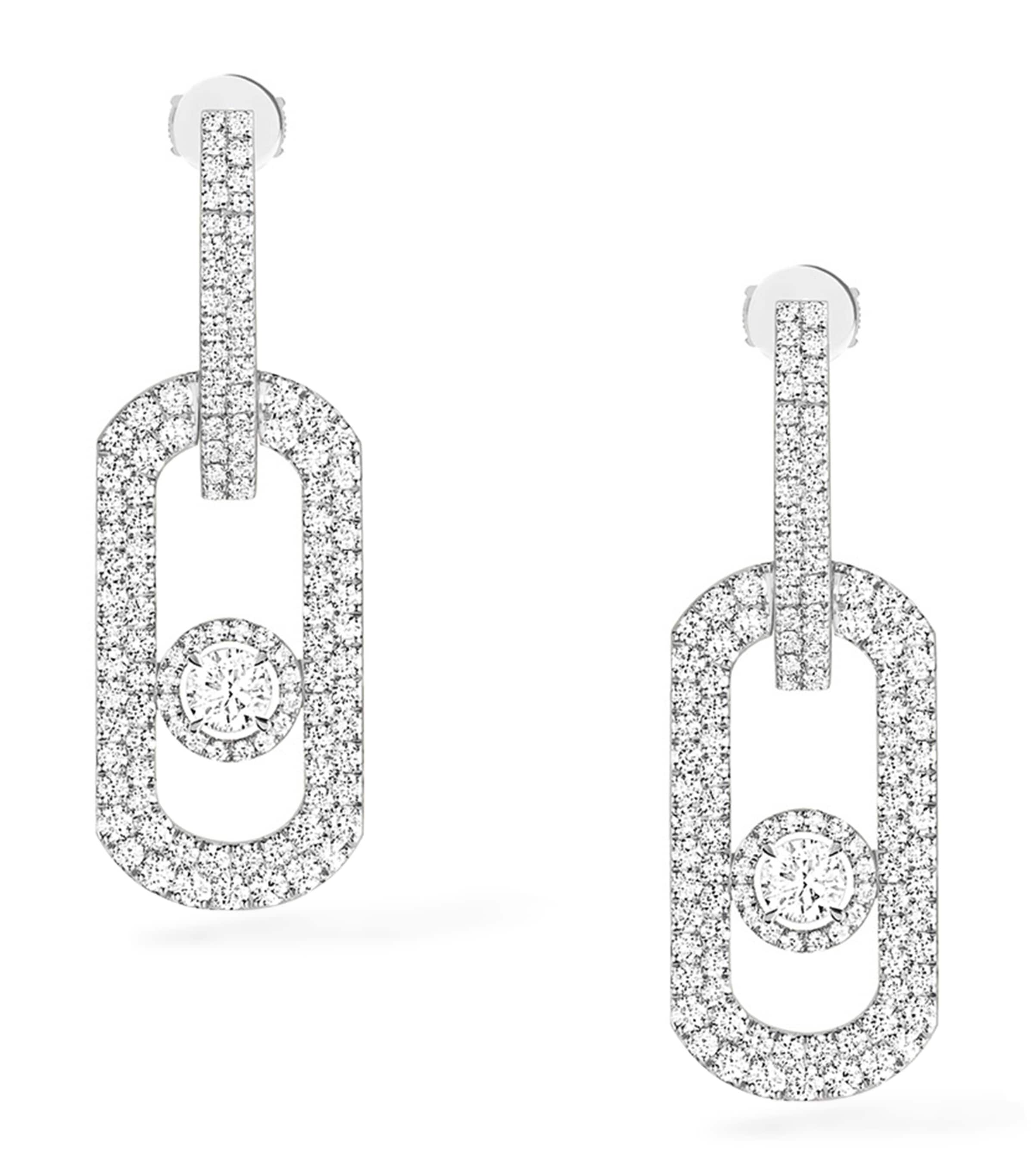 Yellow Gold and Diamond So Move XL Pavé Earrings WHITE GOLD Image 1
