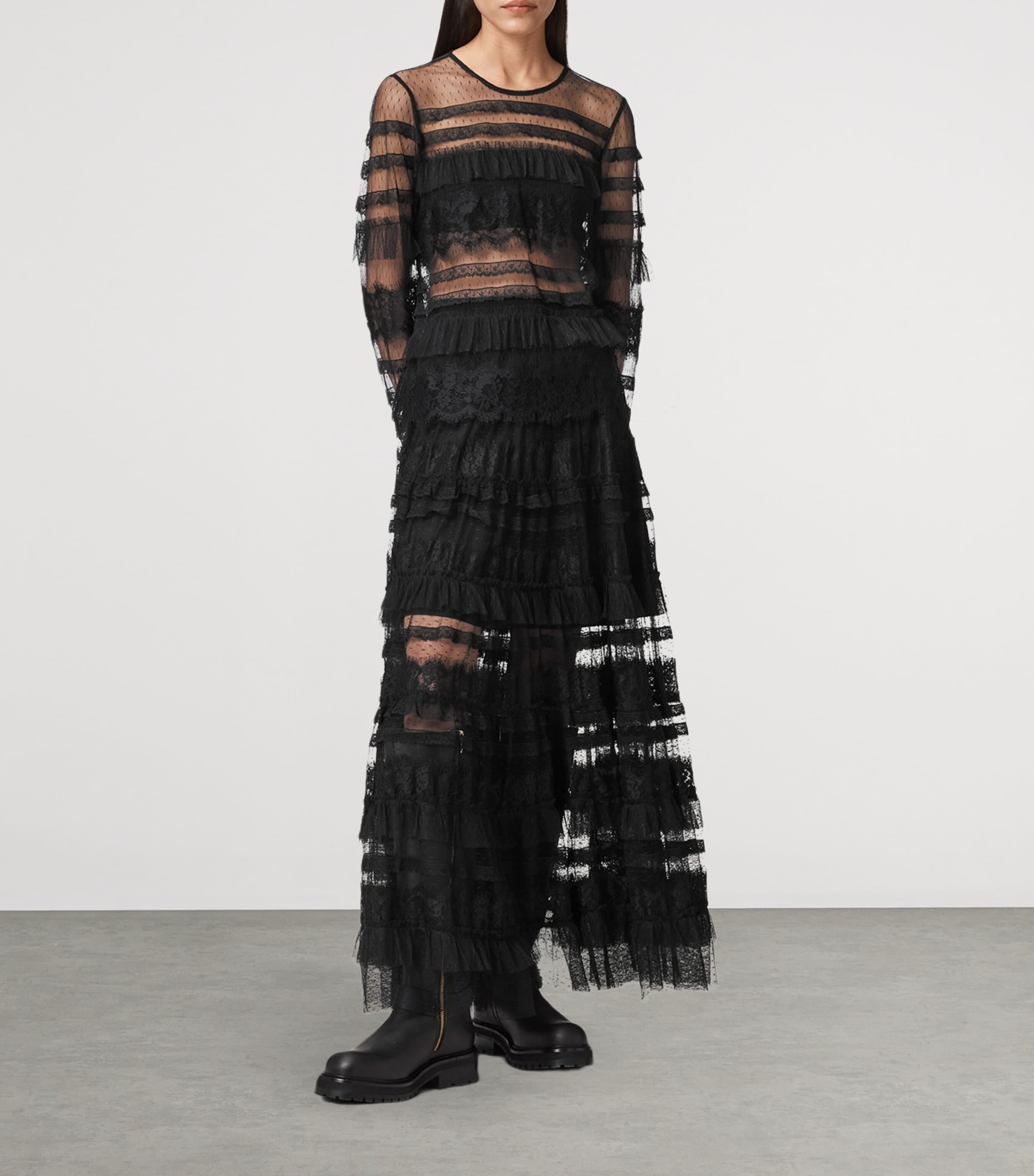 AllSaints Womens Tulle Arlea Skirt Black Image 2