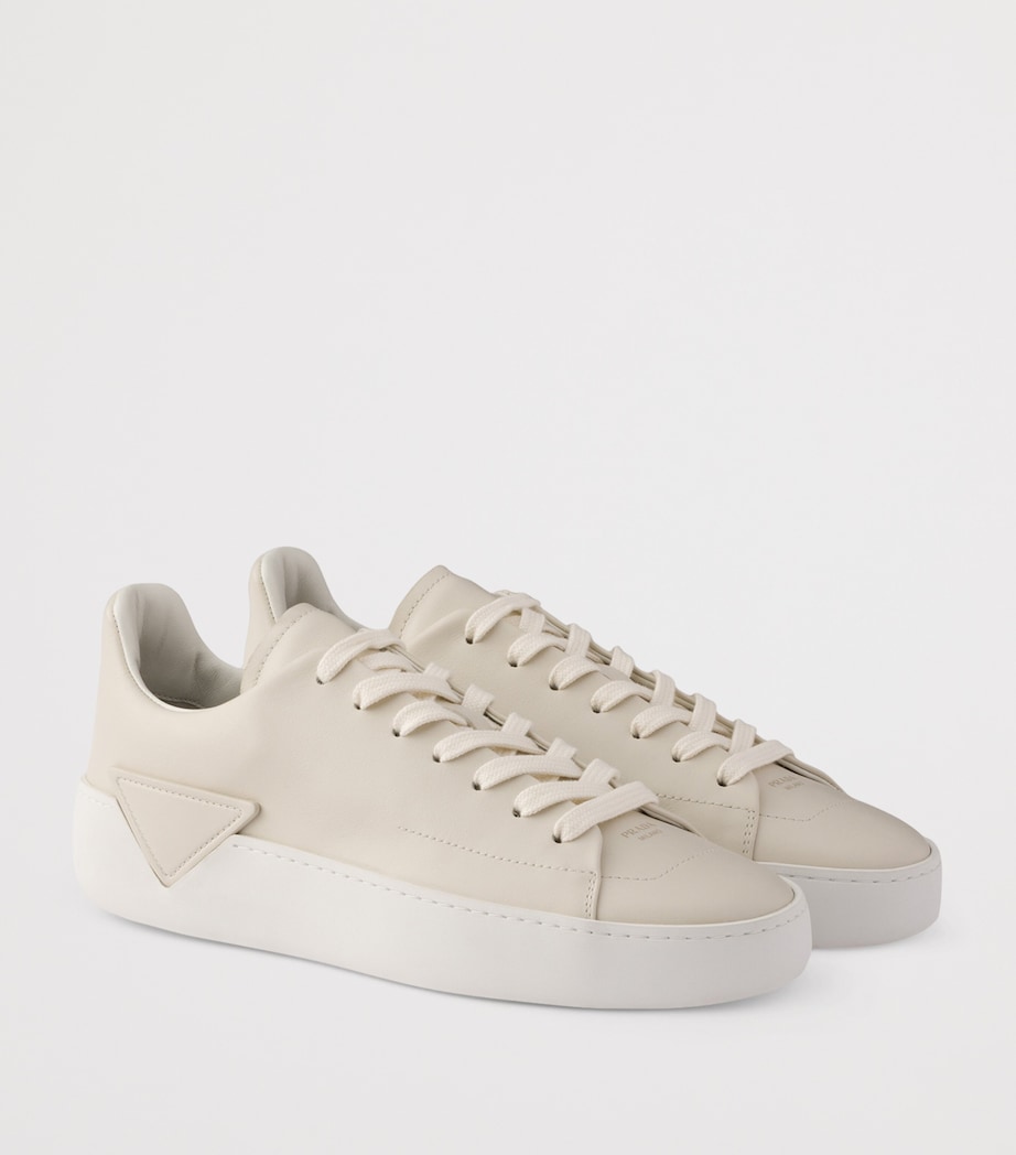 Prada Leather Court Low-Top Sneakers Neutral Image 2