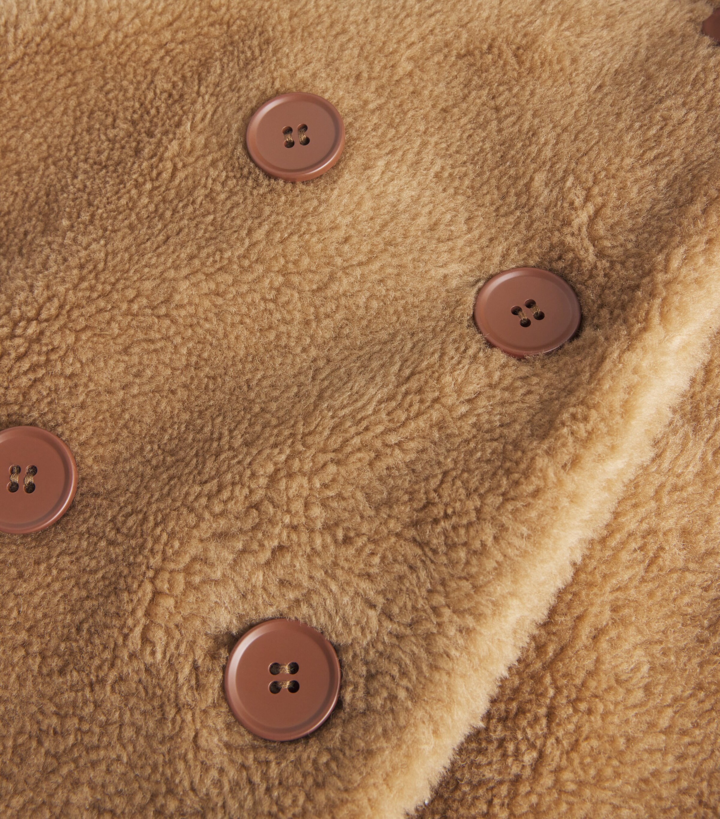 Wool Shearling Double-Breasted Coat TAN Image 5