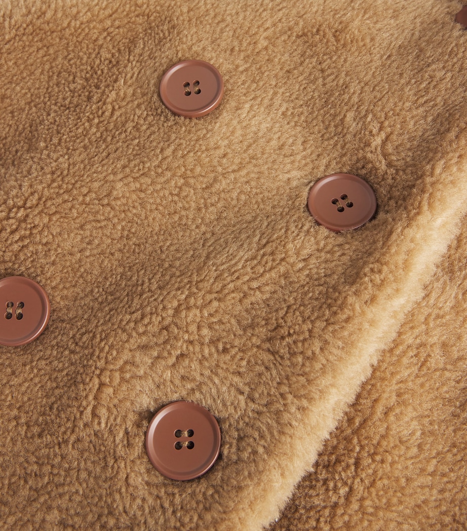 Wool Shearling Double-Breasted Coat TAN Image 5