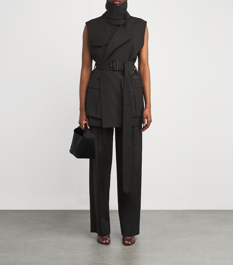 Sleeveless Belted Corinthian Jacket DBLK BLACK Image 2