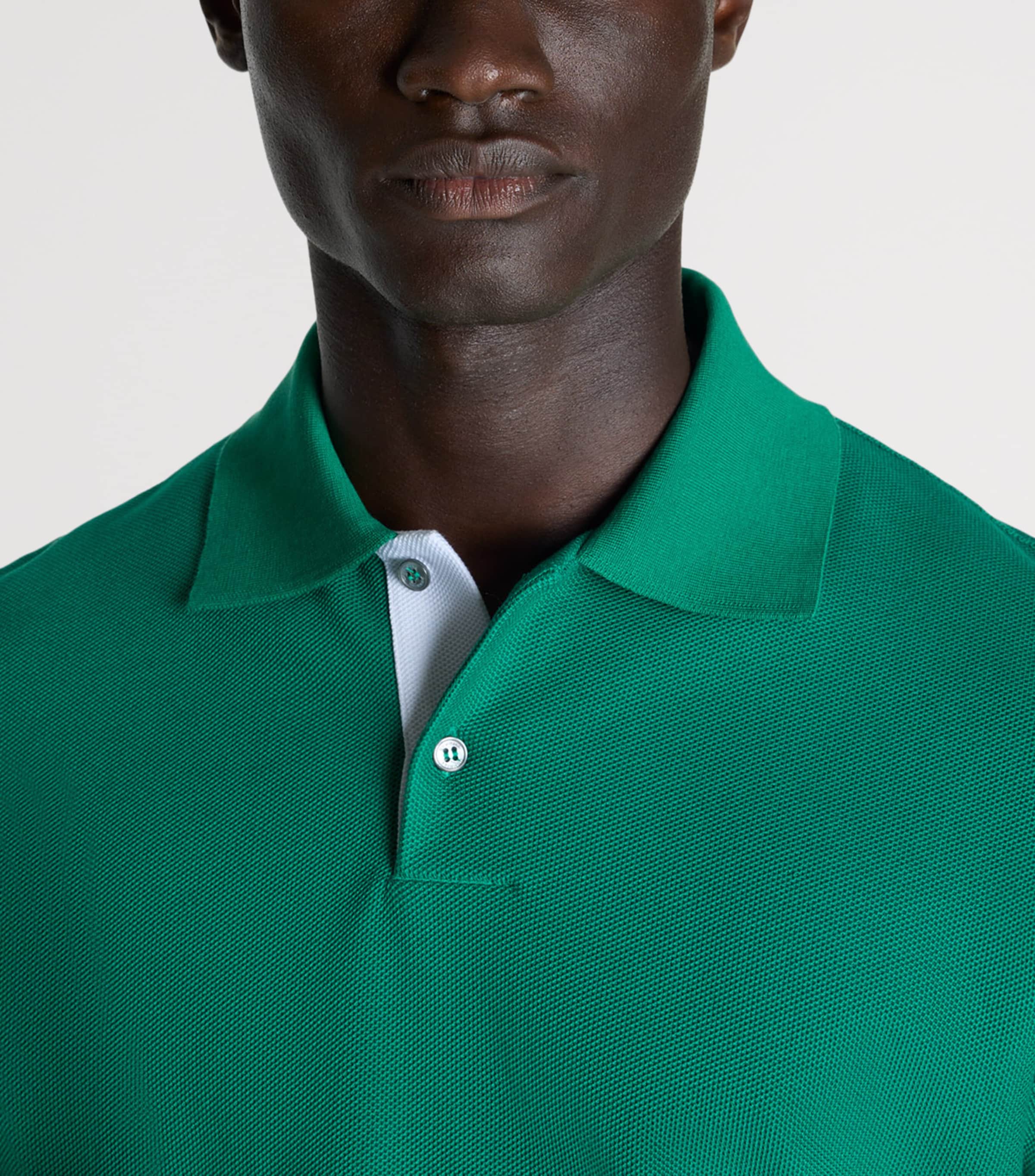 Dunhill Mens Cotton Piqué Polo Shirt Green Image 5